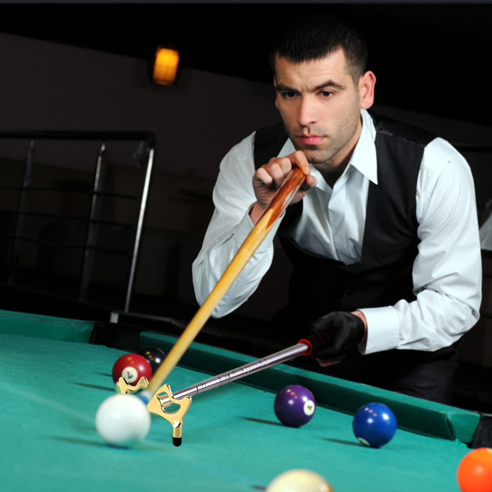 Versenkbare Billard Queue, Billard Queue 3 Stücke Abnehmbarem Messing Brücken Kopf, Poolqueue, Brücke, Pooltisch, Billard Pool Queue Zubehör für Pool Tisch (3 Stile, Stegkopf)