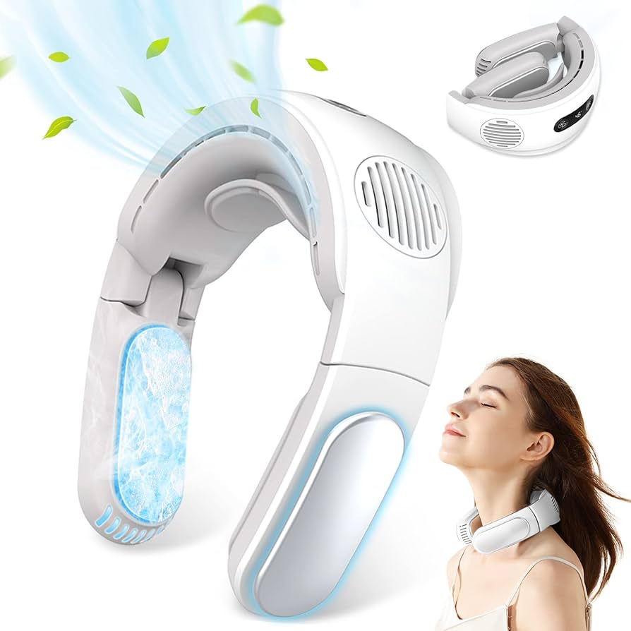 ほぼ新品⭐︎2025年モデル 冷却プレート首掛け扇風機 ホワイト ネッククーラー Amazon | Favoreal ネッククーラー 冷却プレート付き ネック