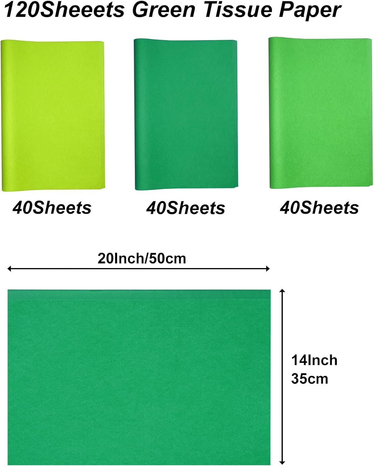120 Sheet Mix Green Tissue Paper HMUIKFRY 20x14Inch Wrapping Paper image 3