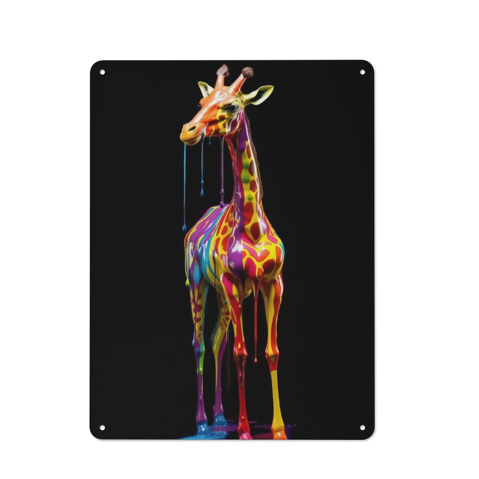 Junmoney Rainbow Colored Giraffe Retro Metal Wall Sign 40X30cm For Guest Room Or Hallway, New-Space Wall Decor For Home Decor Collectors