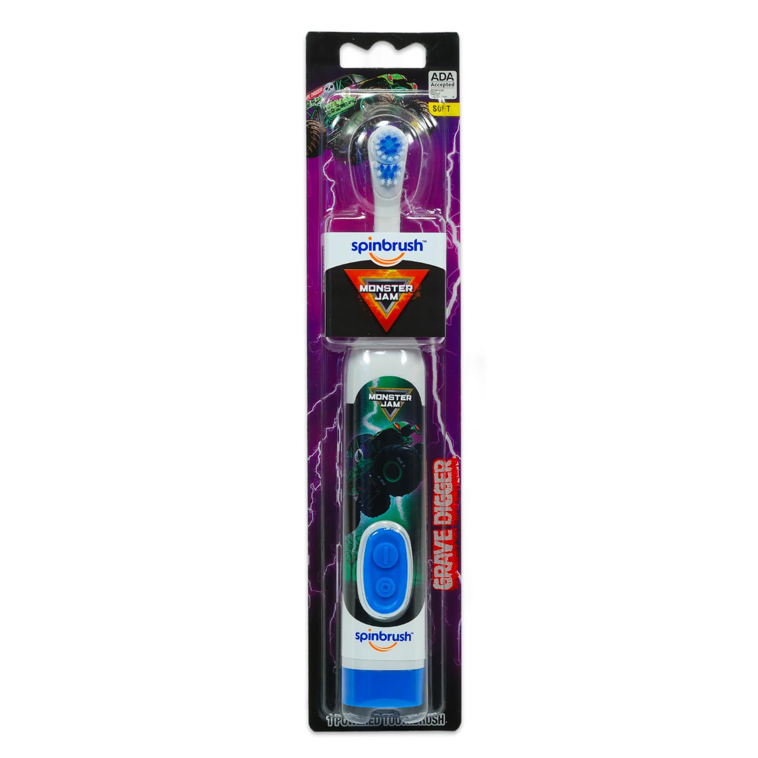 Monster Jam Kit da viaggio per l'igiene orale per bambini – Bundle con scavatrice tomba spazzolino elettrico Plus adesivi e altro per ragazzi, bambini | Monster Jam spazzolino da denti