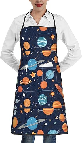 Unisex Apron With Pocket, Star Galaxies Chef Apron For Cooking, Bbq & Crafts, Spillproof Kitchen Protection Bib With Large Utility Pocket For Adults