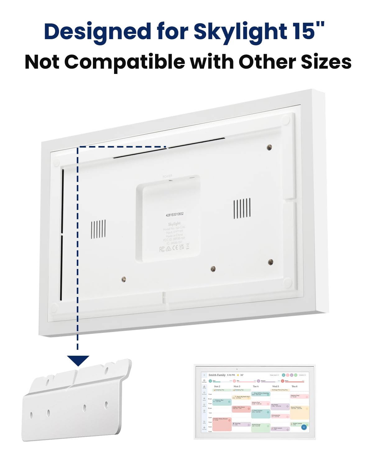 No-Stud, No-Drill Wall Mount for Skylight 15” Digital Calendar – Metal Mount – No-Drill Installation for Drywall – Includes Level & Mounting Kit - Accessories for Skylight Calendar