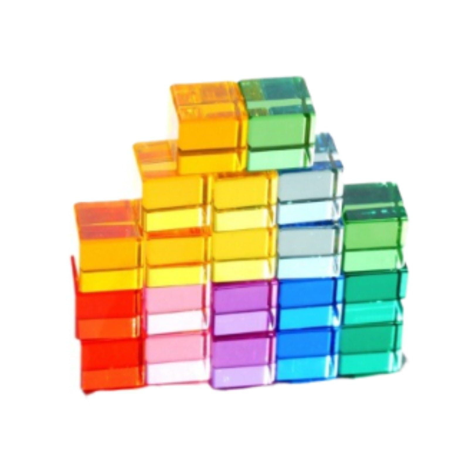 Colcolo 20 pcs Acrylic Building Blocks Set, Translucent Sensory Stacking ToyEducational, rainbow colours, for preschool, classroom, home, gift