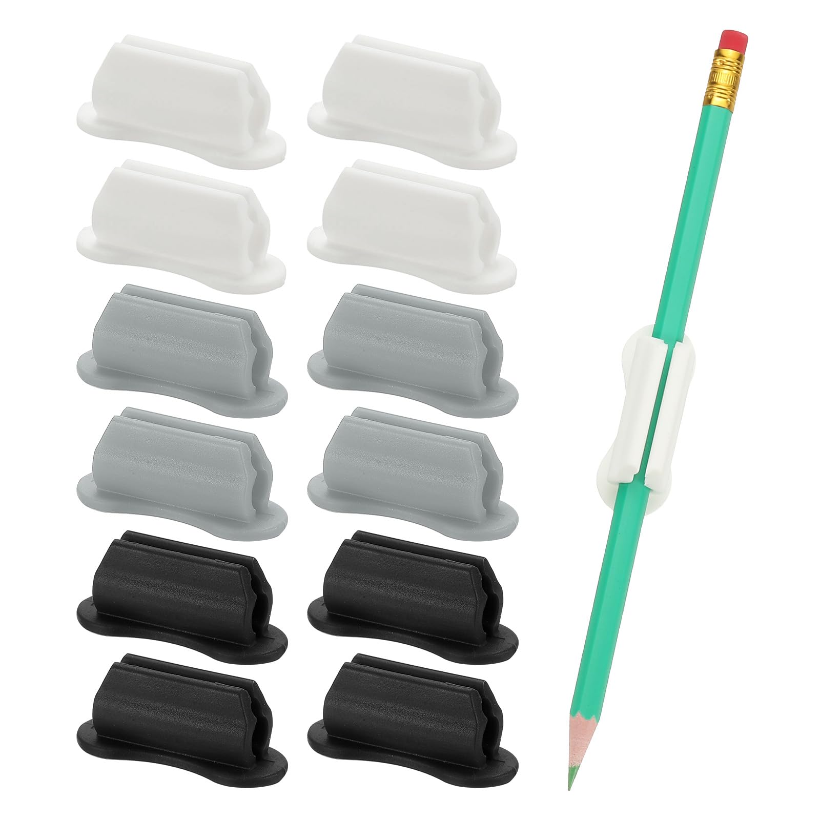 PATIKIL 12 Pcs Adhesive Pencil Holders for Desk, Universal Pencil Clip Silicone Pen Holder Office Desk Pen Organizer for Wall Clipboard Teacher Supplies, Multicolor