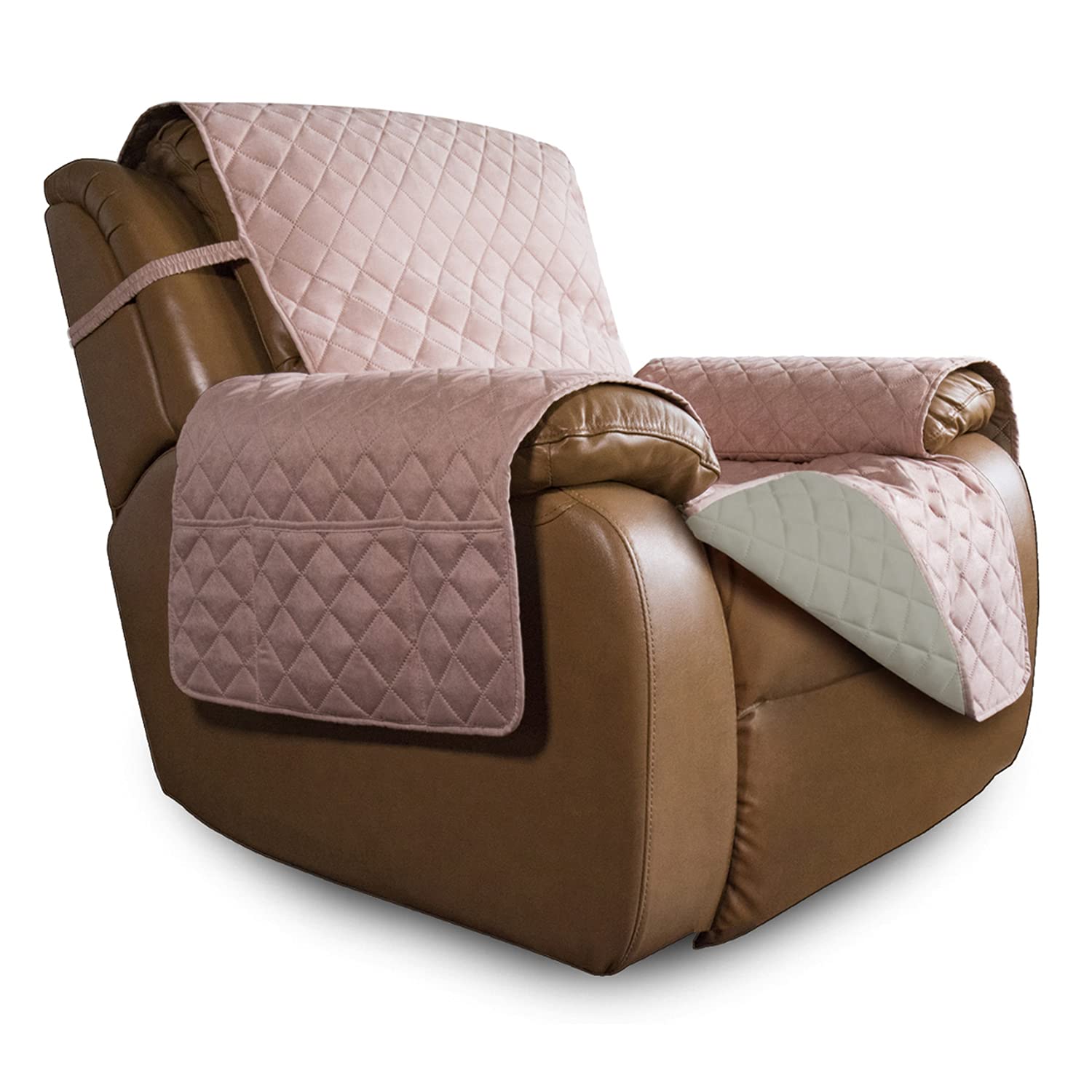 Easy-Going Reversible Couch Cover, Oversized Recliner, Pink/Beige
