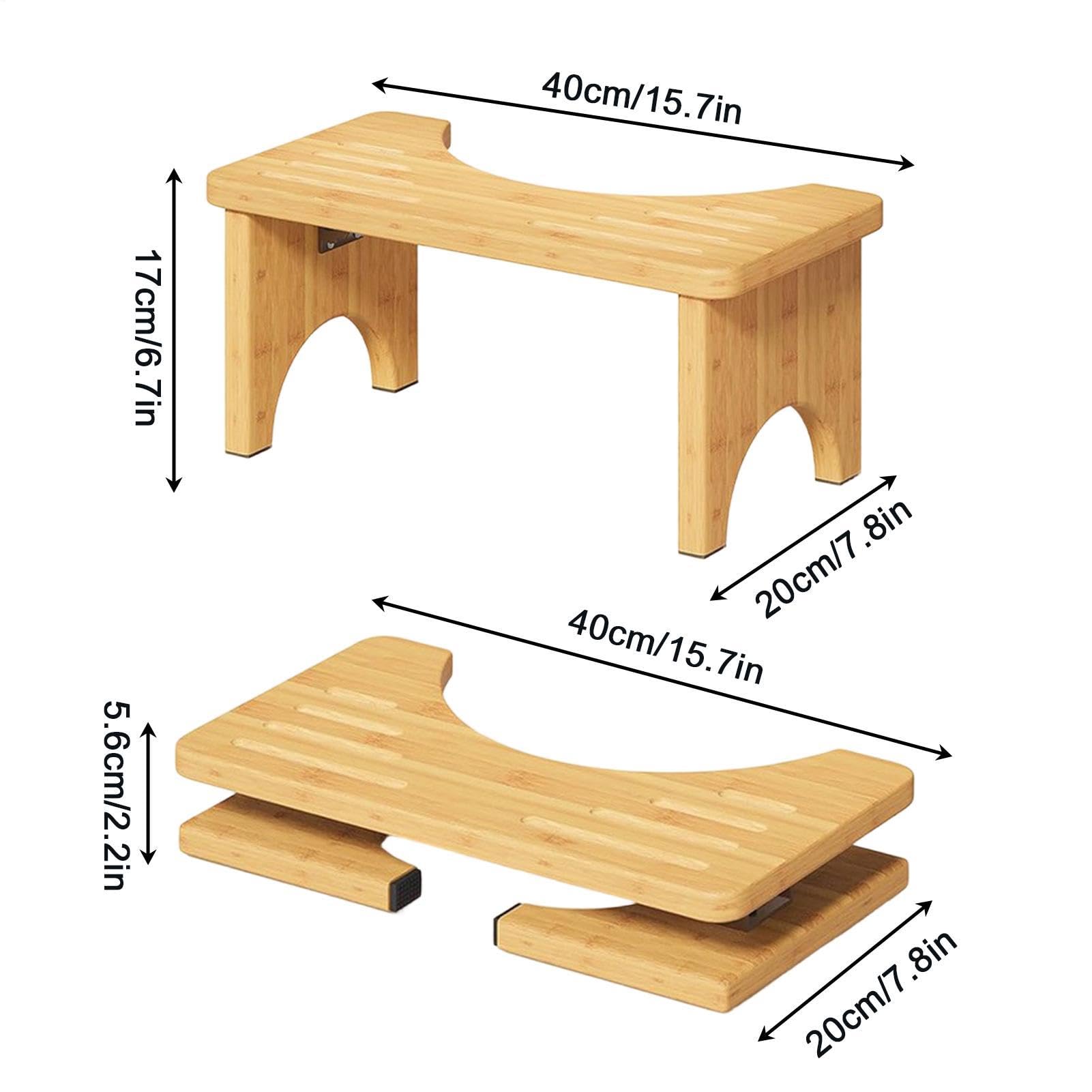 Poop Sgabello per Bagno Legno Ergonomico Antiscivolo Pieghevole Portatile