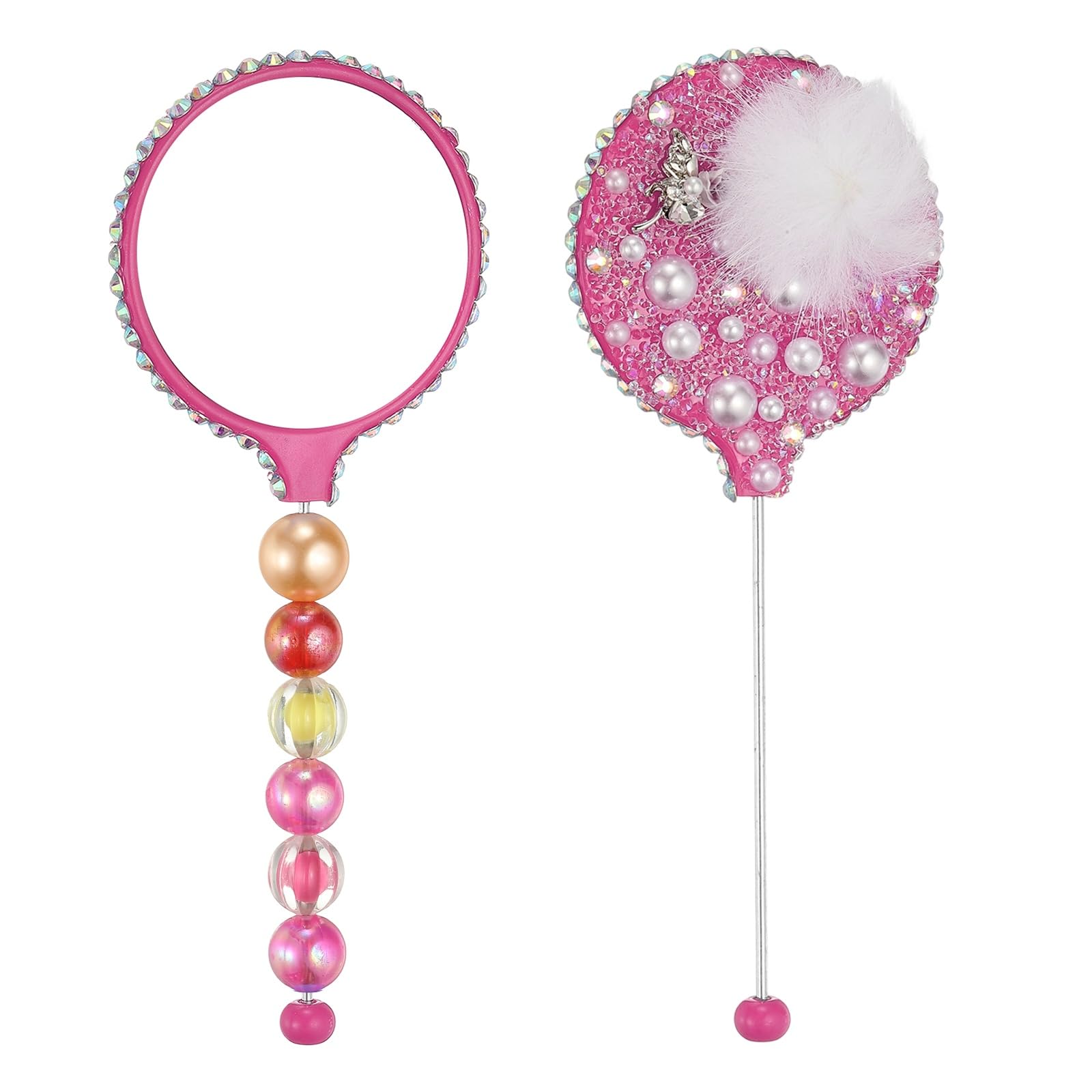 Miroir perlé amovible de 14 cm rose rouge pour création de bijoux et perlage