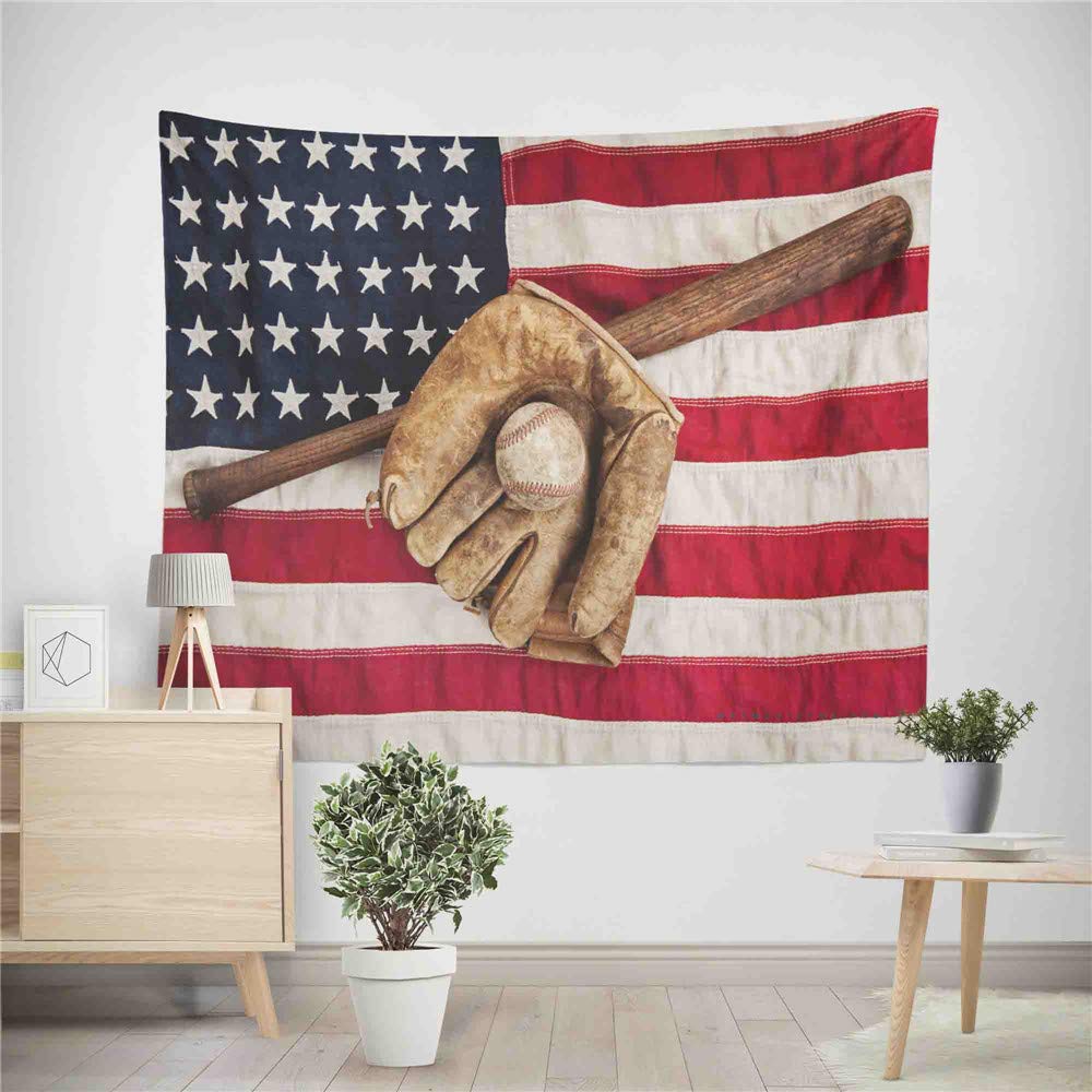 SHINICHISTAR American Flag Baseball Tapestry for Bedroom Living Room Dorm Party Decor Dormitory