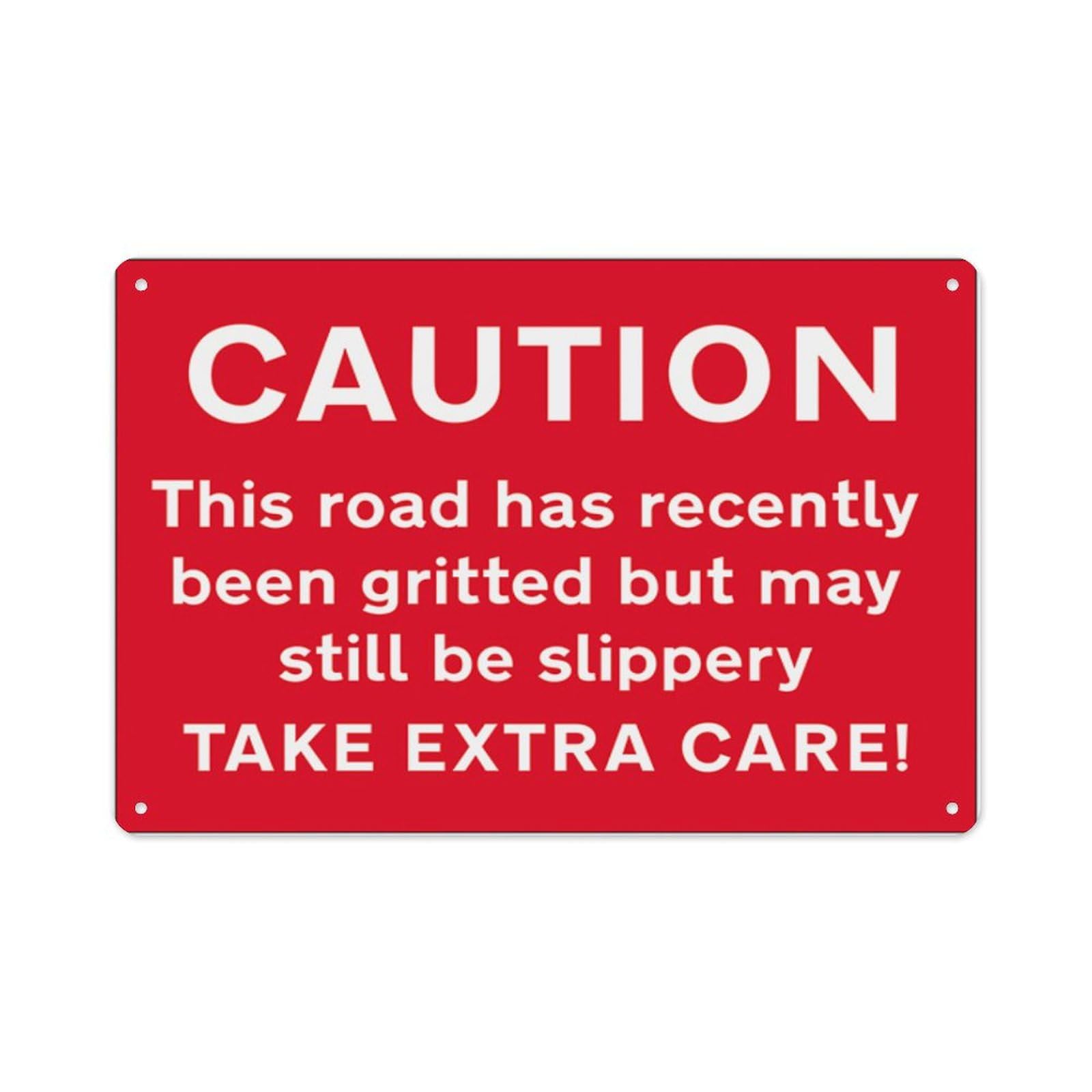 peiyeety Caution This Road Has Recently Been Gritted But Aluminum Tin Warning Signs For Home Outdoor Garden 8X12 Inches