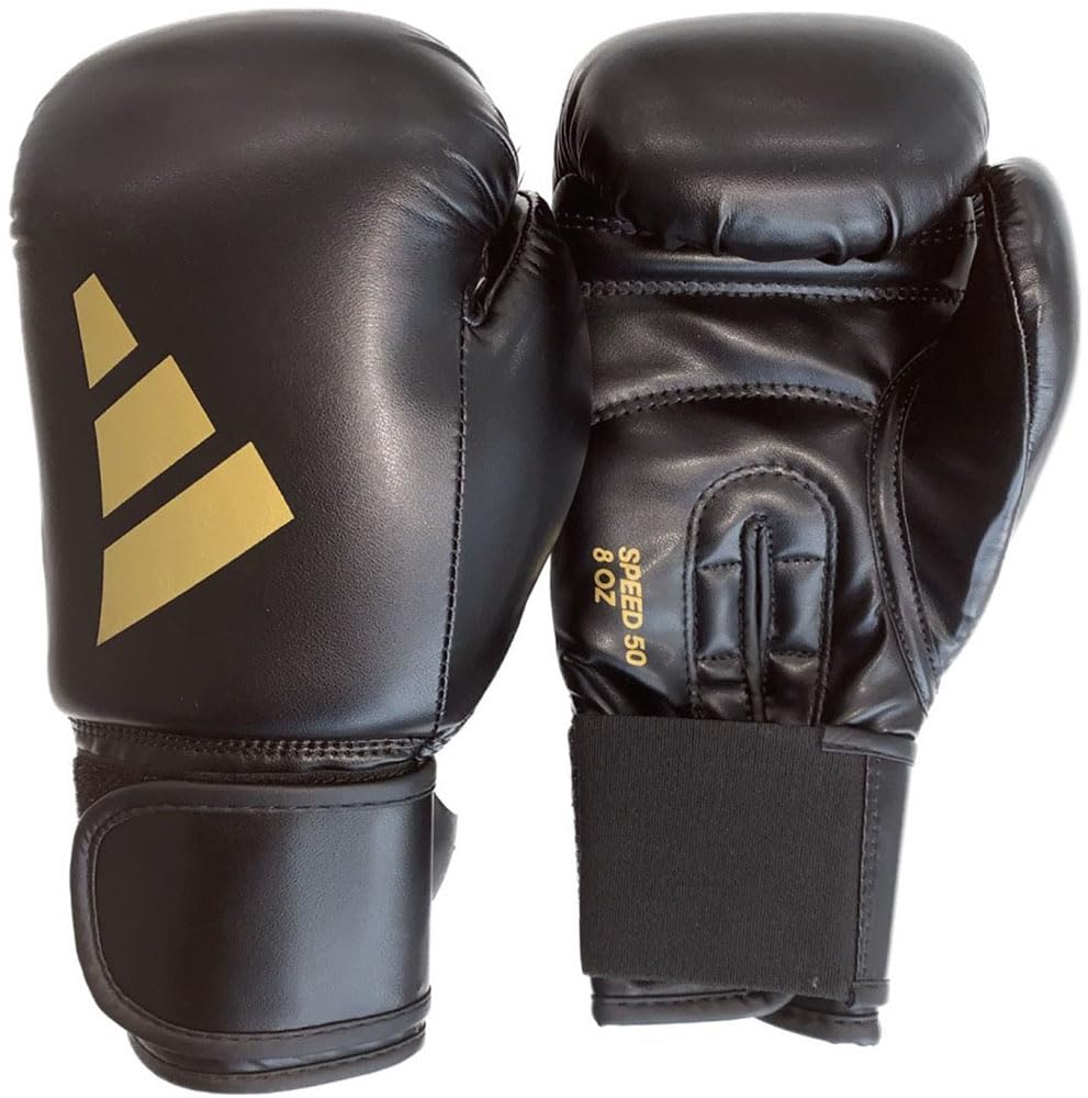 Adidas Combat Sports Boxing Martial Arts Boxing Gloves Speed 50 Boxing Gloves ADISBG50 Black/gold 08OZ