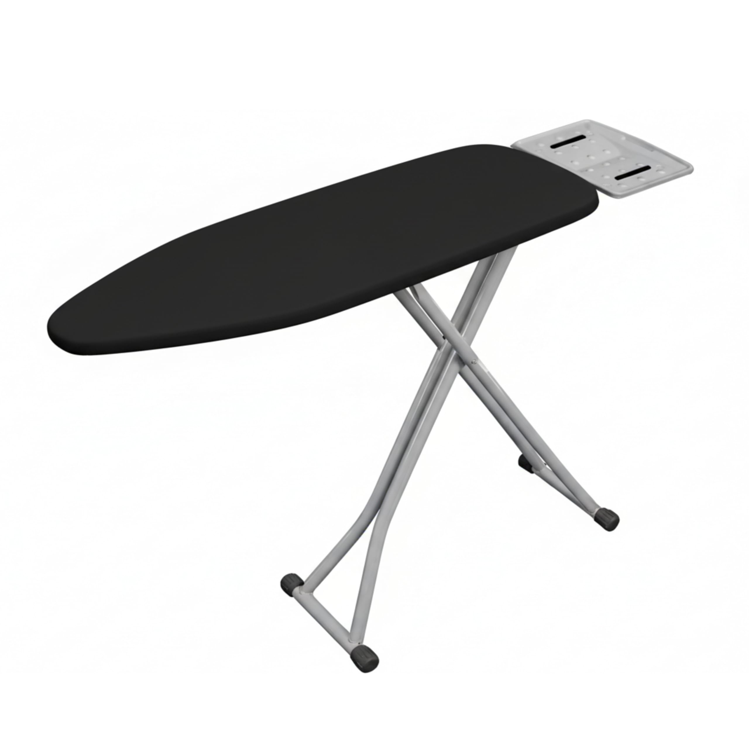DWELLTON Folding Ironing Board, 122 x 38cm Ironing Surface, Adjustable Height Up To (74-91cm), Includes Silicone Iron Rest, Durable with Safety Lock & Anti-Skid Feet, Foldable Ironing Boards (Black)
