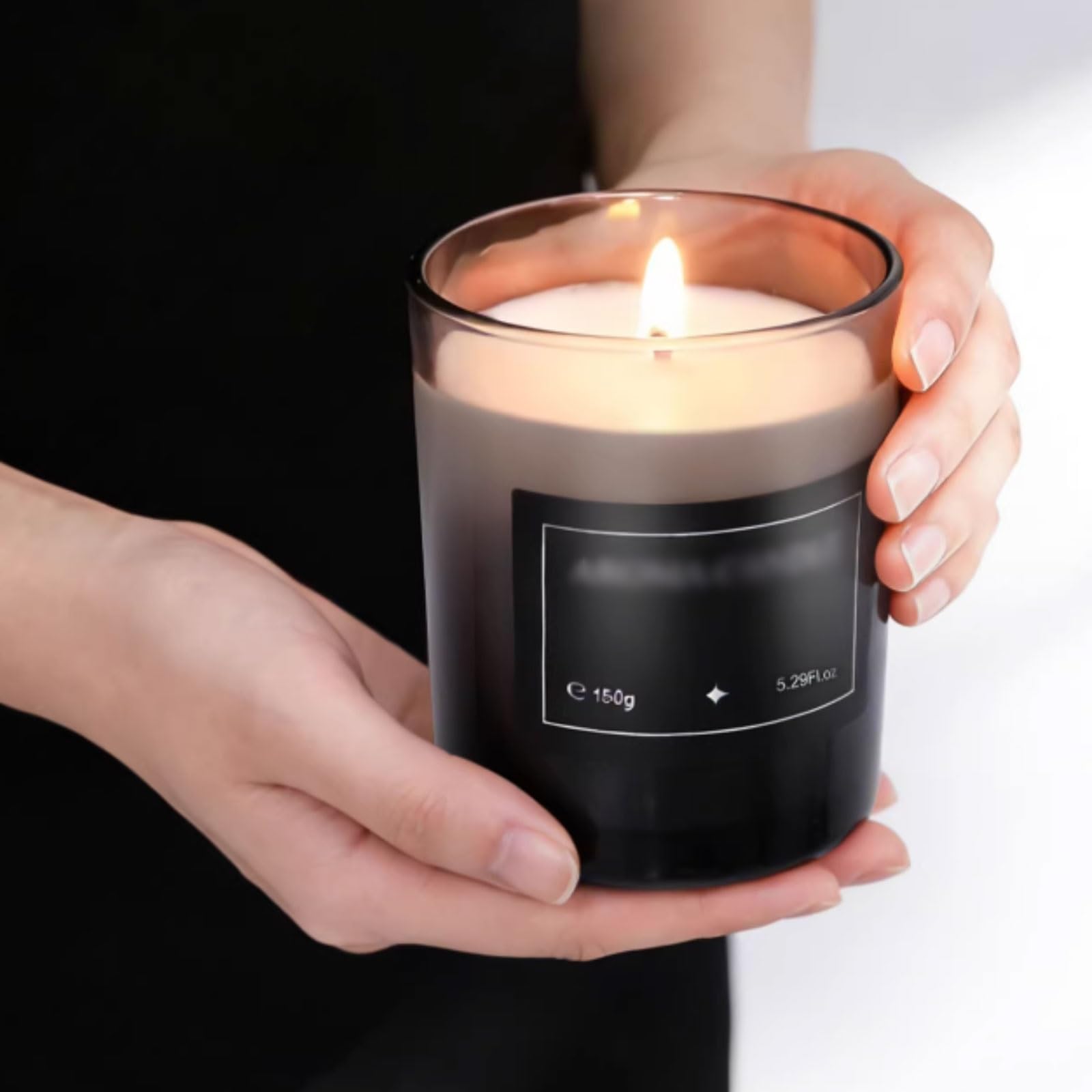 Compacto Velas de vidrio hechas con cera de soja y aceites esenciales, velas perfumadas cilíndricas de larga duración for aliviar el estrés no es picante(White Peach Oolong)