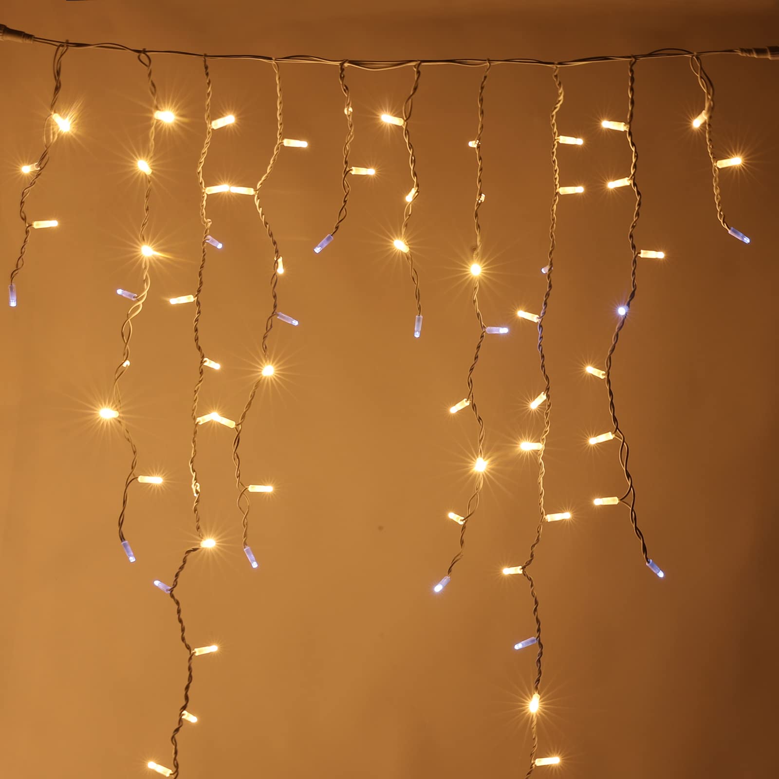 Luccika® Cascade de stalactites tente pluie 4x1,5 m avec 304 Maxi Led et flash pour usage extérieur intérieur professionnel extensible (blanc chaud)