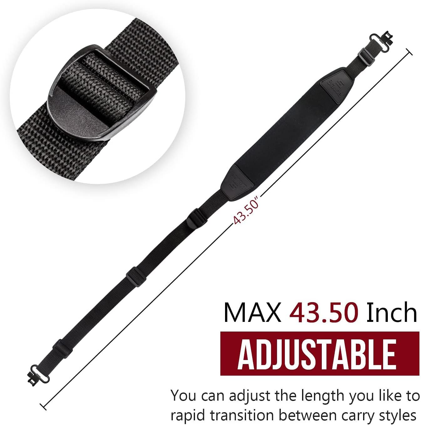 Muzzle-Loaders Neoprene Rifle Sling w/Speed Clip - Black - MZ1005-1601