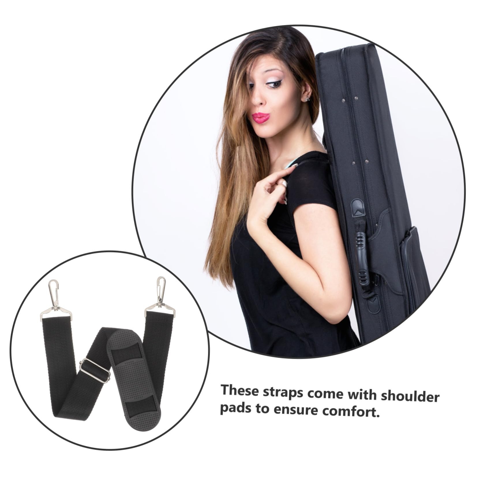 SOIMISS Set di 2 Cinghie per Custodia Violino, Tracolla Regolabile in Tela e Metallo, Cintura per Strumento, Facile da Trasportare e Pulire per Performance All’Aperto