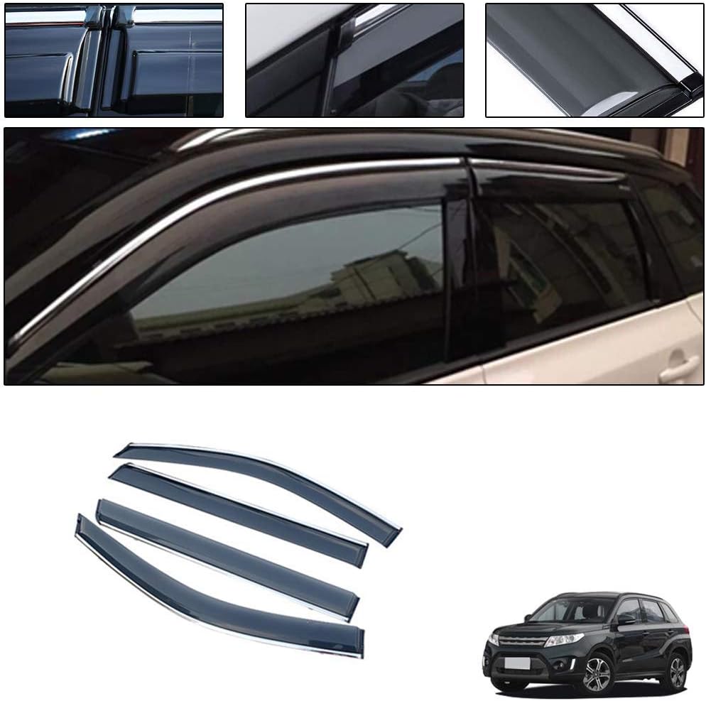 Side Window Deflectors for S Uzuki Vitara 2016-2019 Car Window Visor Sun Rain Smoke Vent Shade Tape-On Outside Visors