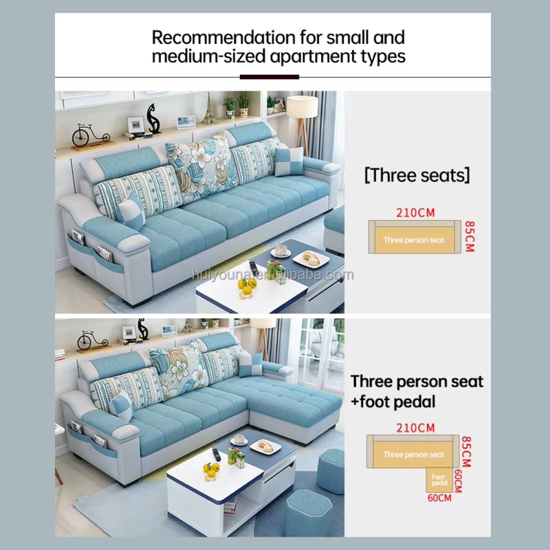 Image of Homax. Albo Modern 3-Seater Sofa Set with Convertible Ottoman - Interchangeable L-Shape Design, Adjustable Headrests & Space-Saving for Living Room - Color - Dark Grey