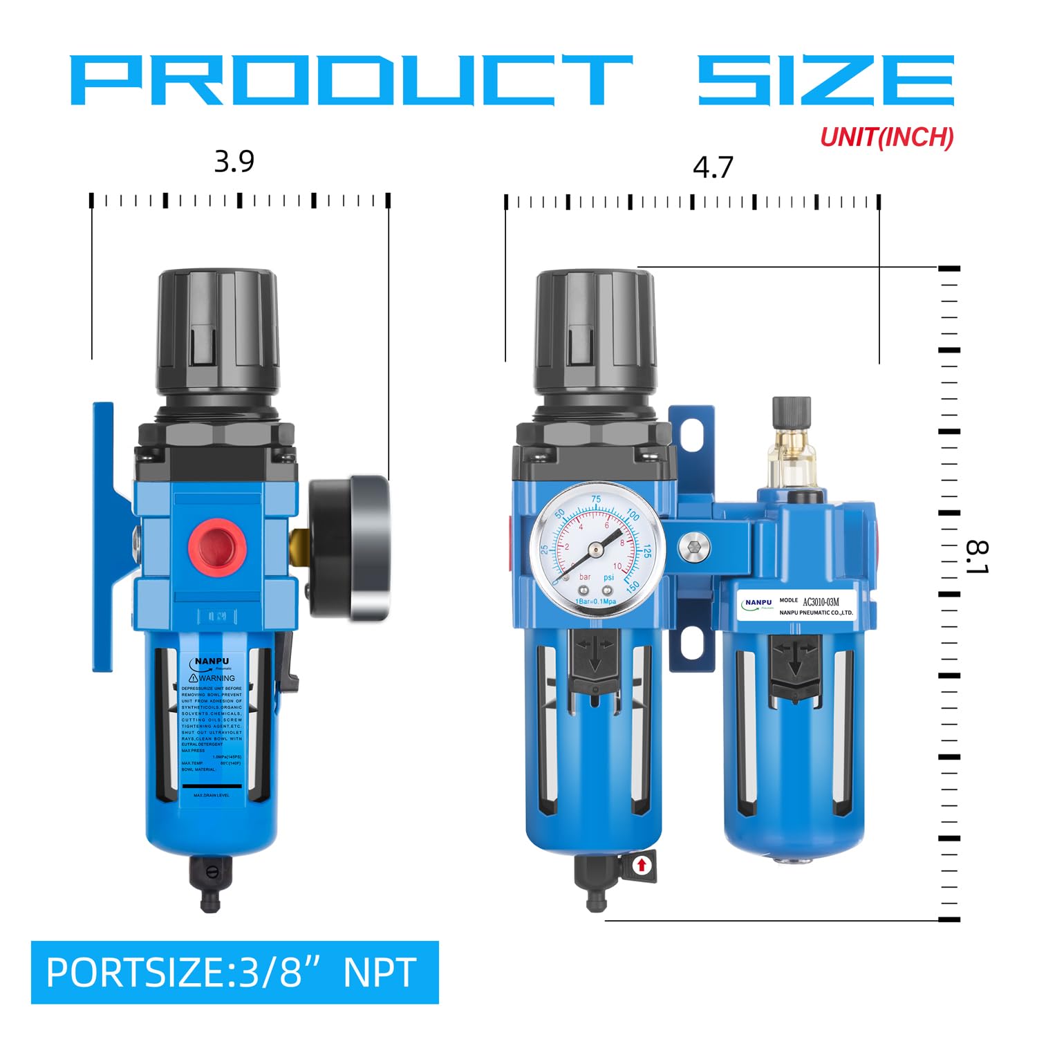 NANPU Air Filter Regulator Lubricator Combo -5