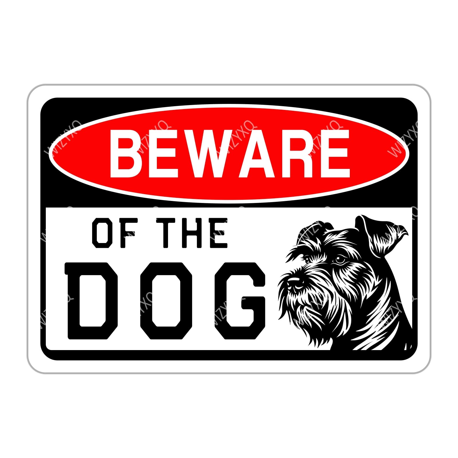 WIZYXQ Metal Sign - Schnauzer Beware of Dog - Funny Vintage Aluminum Sign - Warning Decor for Yard, Garden, Garage, Fence - 8x12 Inches
