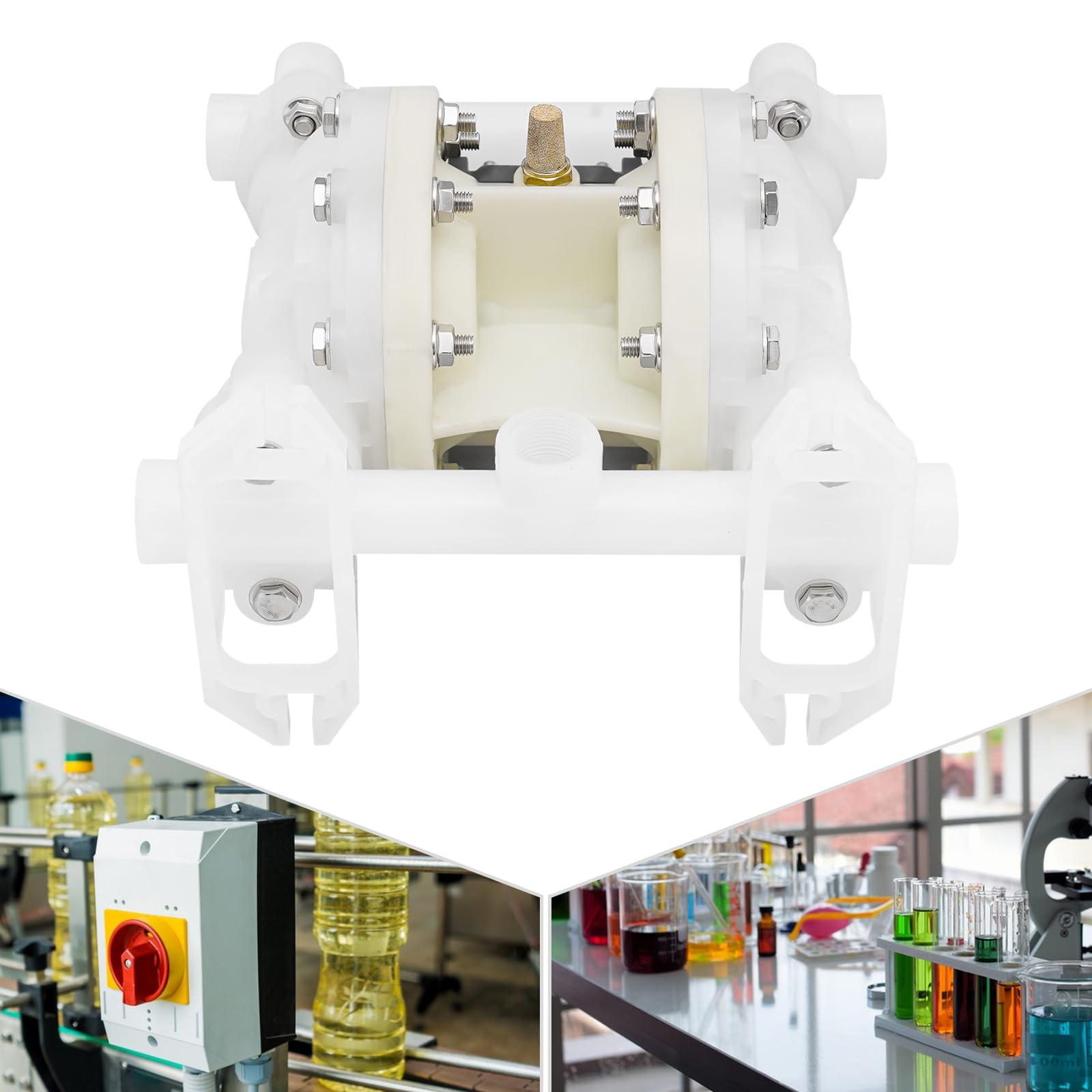 Pompe à membrane pneumatique en plastique d'ingénierie résistante à la corrosion Débit maximal 2 tonnes/heure Idéal pour les produits chimiques, pharmaceutiques et industries de construction