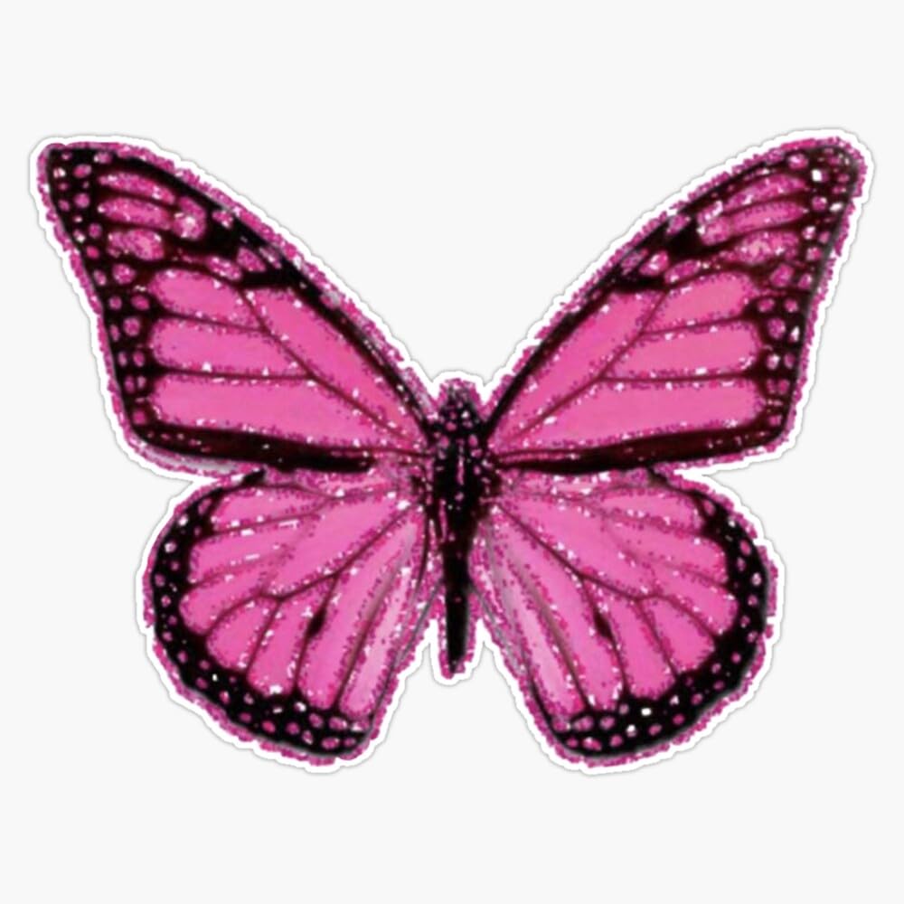 Pink Glitter Butterfly Sticker Vinyl Waterproof Sticker Decal Car Laptop Wall Window Bumper Sticker 5"