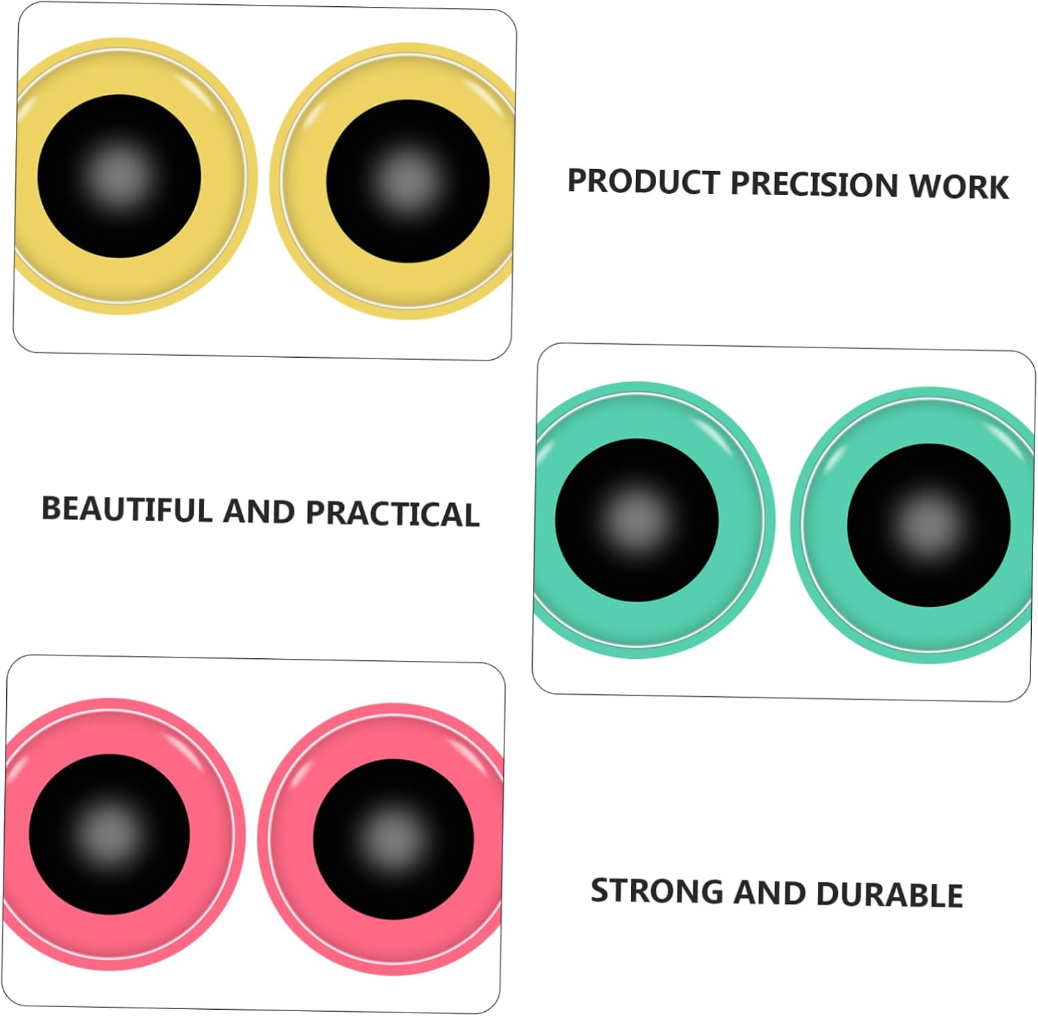 Generic 200Pcs Self Adhesive Wiggle Eyes for Crafts Decorative Doll Eyes Safety Eyes for Handmade Projects Random for Arts and Crafts