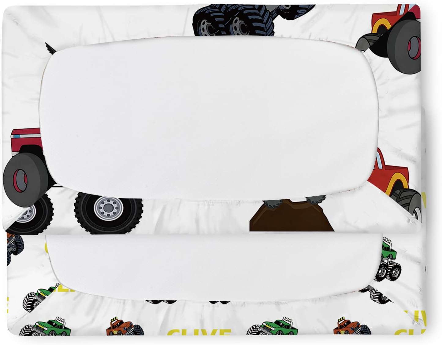 Custom Baby Crib Sheets - Personalized Name Fitted Bed Sheet for Standard Crib Mattress Cover - 2 Pack Car Tractor Monster Truck Excavator Designs Toddler Sheets for Boy Gift Color01