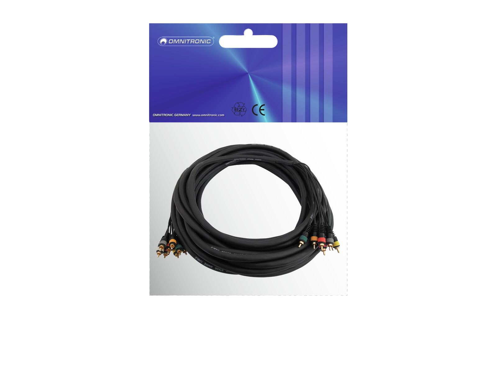 OMNITRONIC Cavo Snake Multicore 15m 8 RCA Maschio a 8 RCA Maschio – Cavo Audio Professionale Bilanciato 8 Canali Alta Resistenza