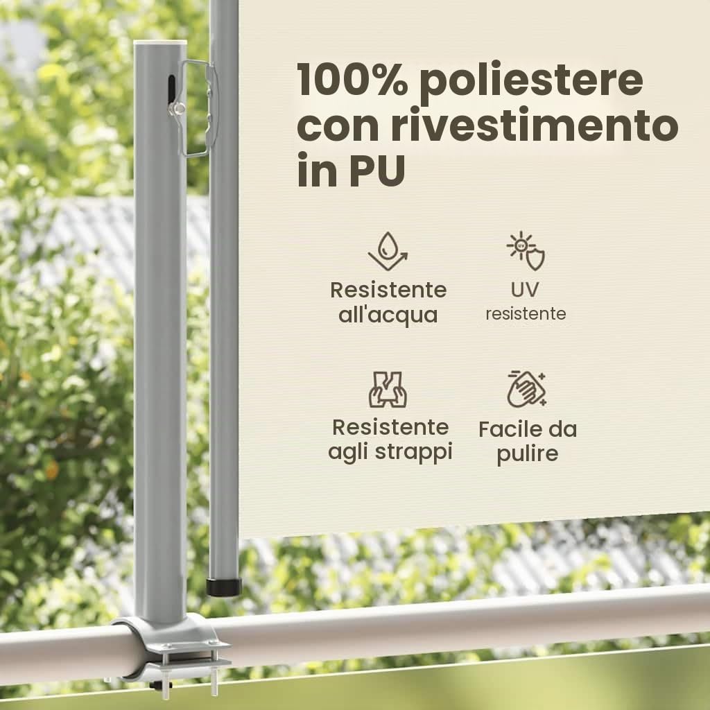 vidaXL Tenda da Sole Laterale Retrattile 100x300 cm Crema Parasole Frangivento
