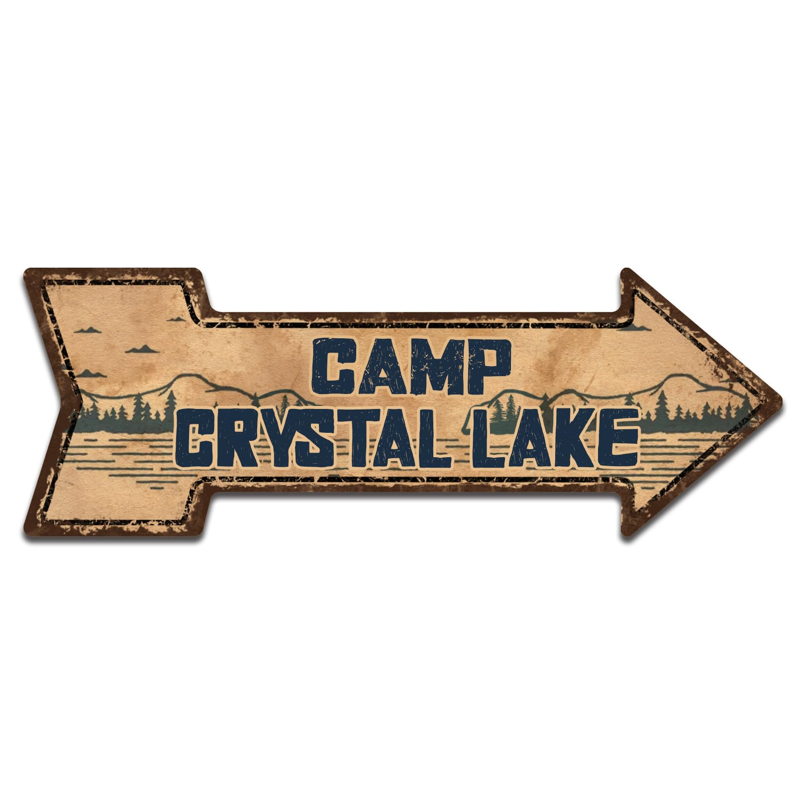 Mukuko Vintage Arrow Metal Signs - Camp Crystal Lake, Home of A Serial Killer Tin Sign Retro Style Wall Decor, 6 x 18 inches