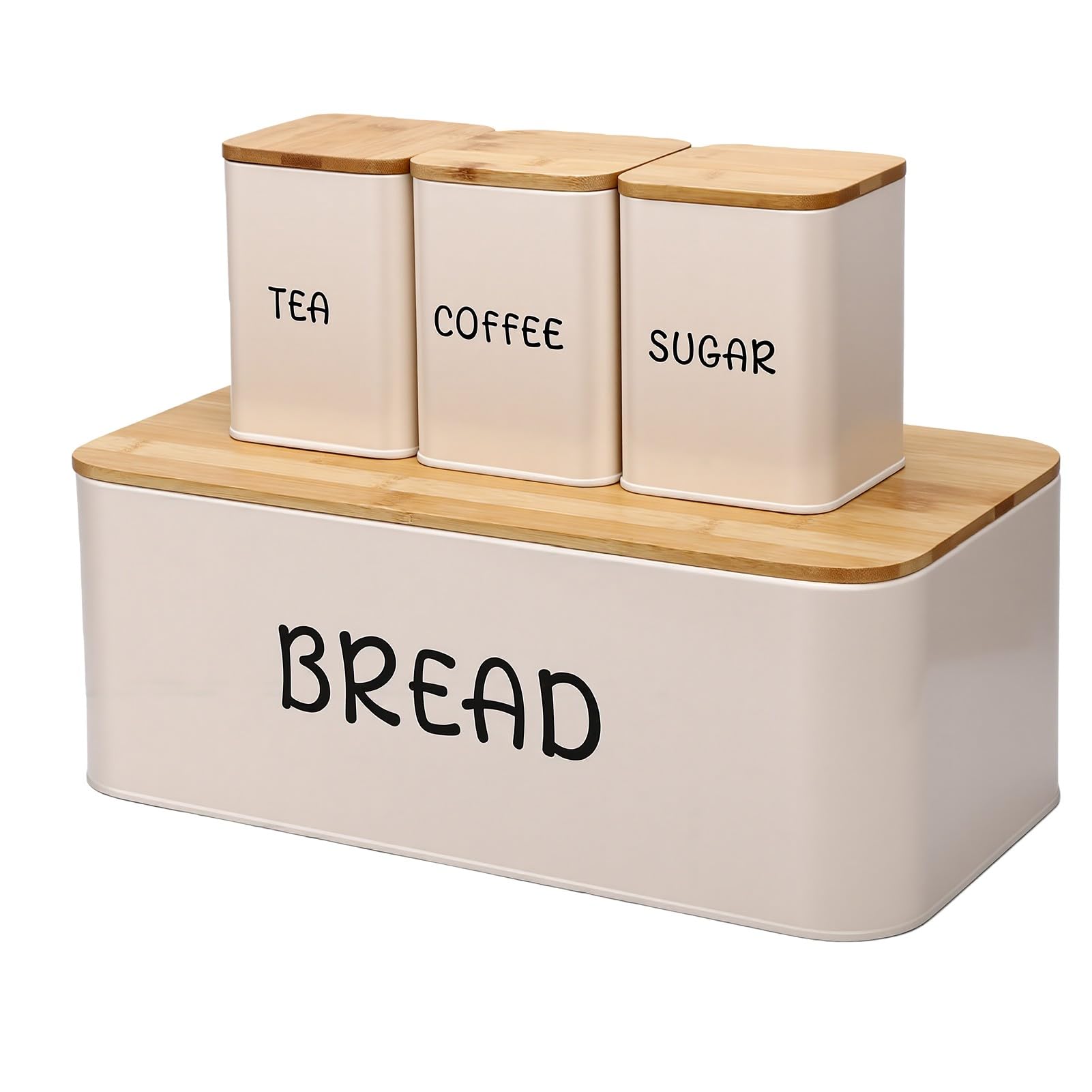 Ensemble Boîte à Pain et Boîtes à Pain, Couvercle en Bois,