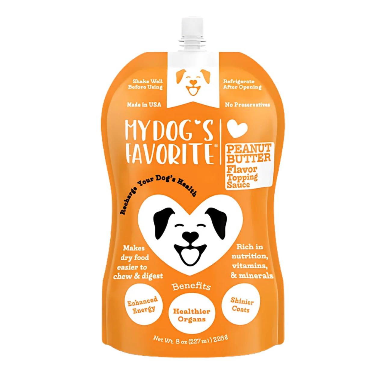 My Dog's Favorite Organic Dog Food Topper - Peanut Butter Food Topper Nutrient-Rich Meal Enhancer Omega-3 Vitamin E - Healthy Dog Wet Food for Skin Digestion - Ideal for Picky Eaters & Dry Food (8oz)