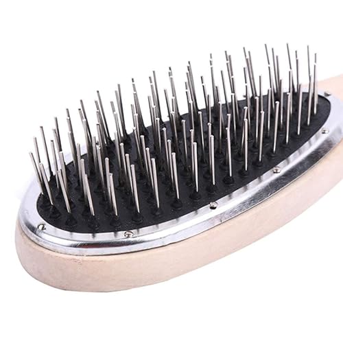 Miniatura 3 de Lurrose 2 unids peine de pelo de metal cerdas de metal cepillo de pelo de madera peine para el cabello secado peinado señora maquillaje uso