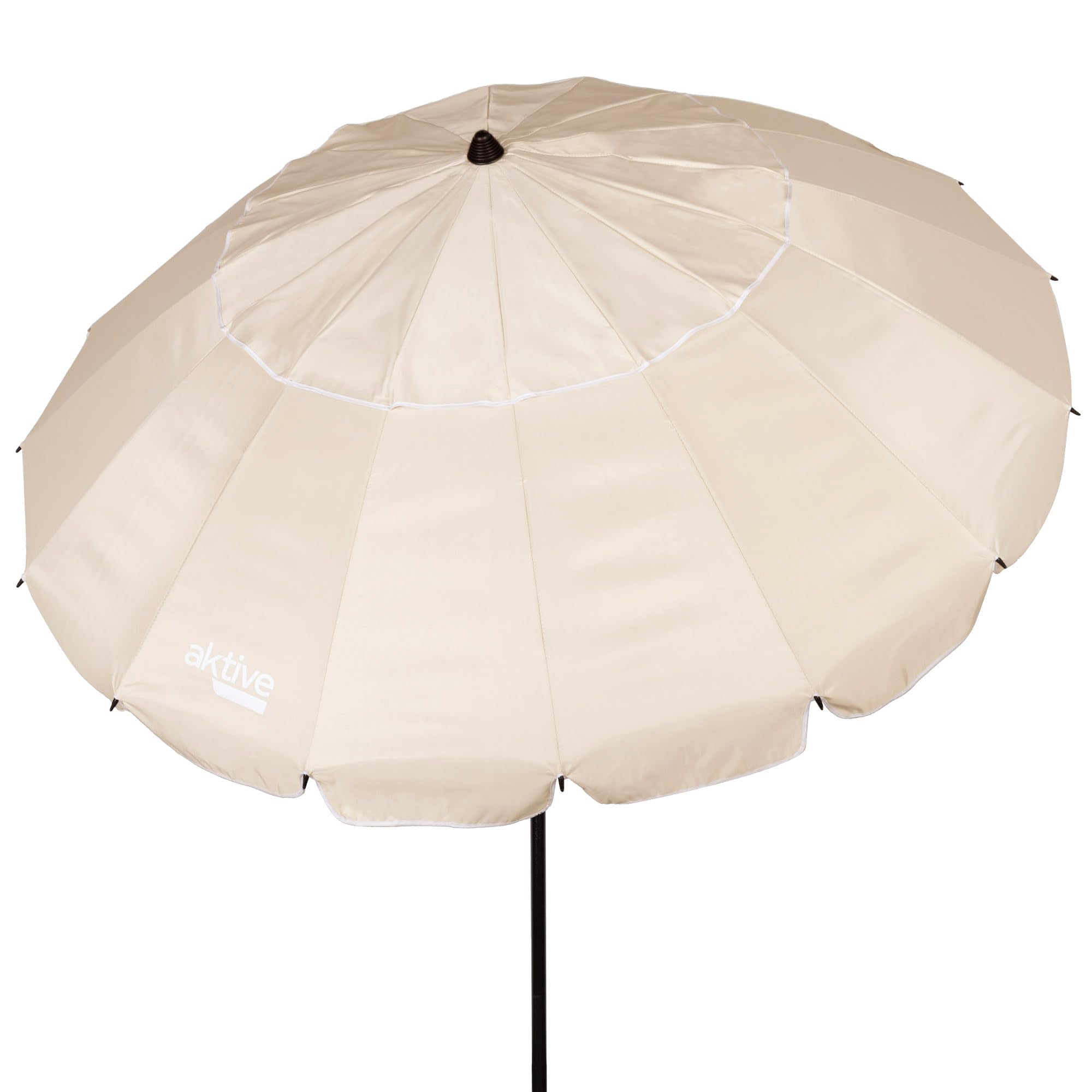 AKTIVE 62275, Sombrilla playa anti viento plegable Crema Ø240 cm, Inclinable, Con protección UV 50, paravientos playa, sombrilla parasol grande, parasol playa, sombrillas para playa