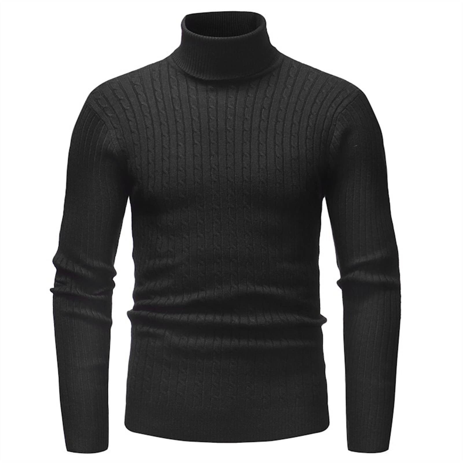 Świąteczny sweter miękki dzianinowy męski dopasowany golf sweter na co dzień pulower sweter podstawowy dzianinowy sweter dżentelmen na zewnątrz sweter (kolor: Czarny, rozmiar: Średni)