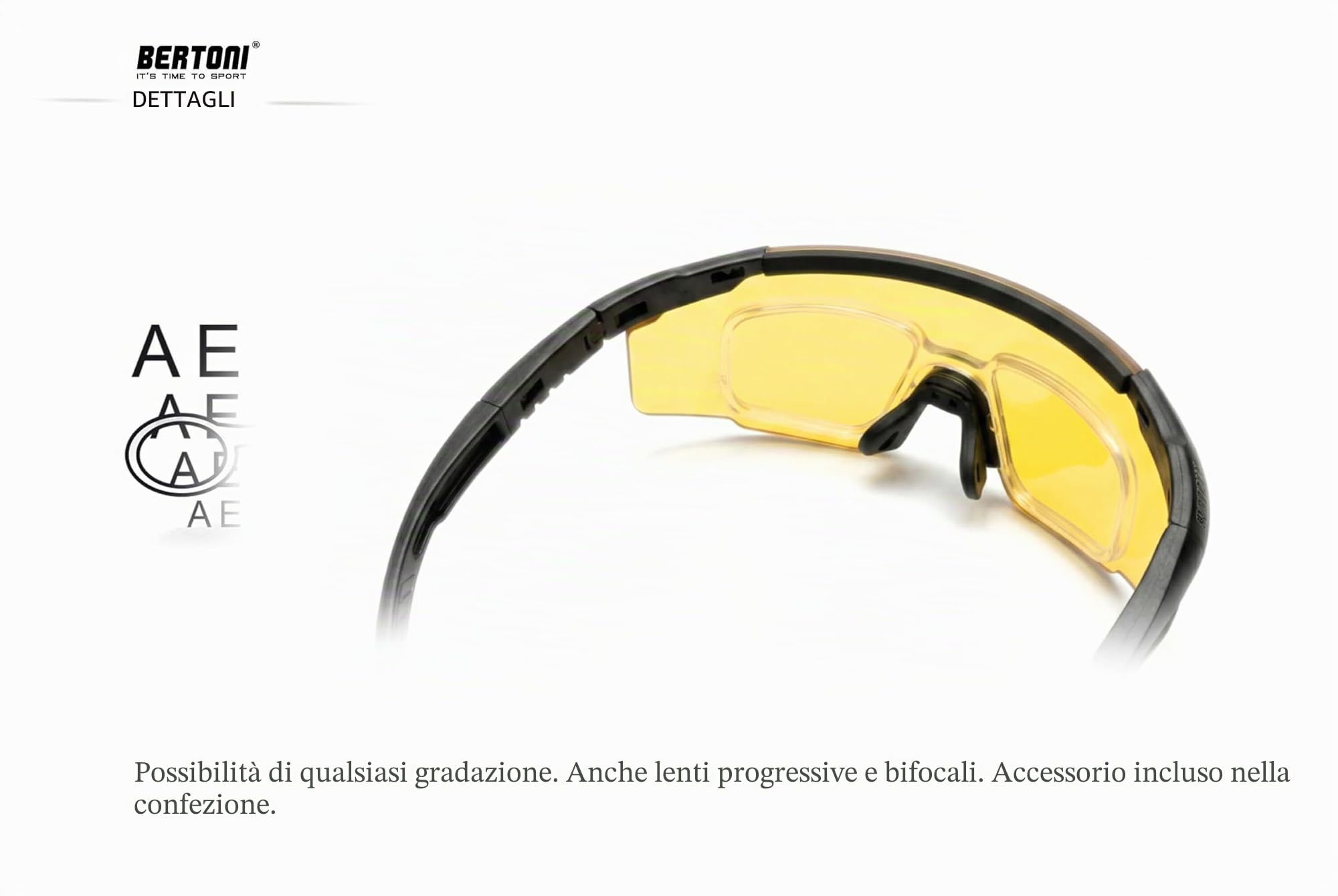 Bertoni Occhiali da Tiro Sportivo Poligono con 4 Lenti Intercambiabili e Clip Accessorio per Lenti da Vista Graduate – SH890N SOS Italy Occhiali Tattici Uomo e Donna per Shooting
