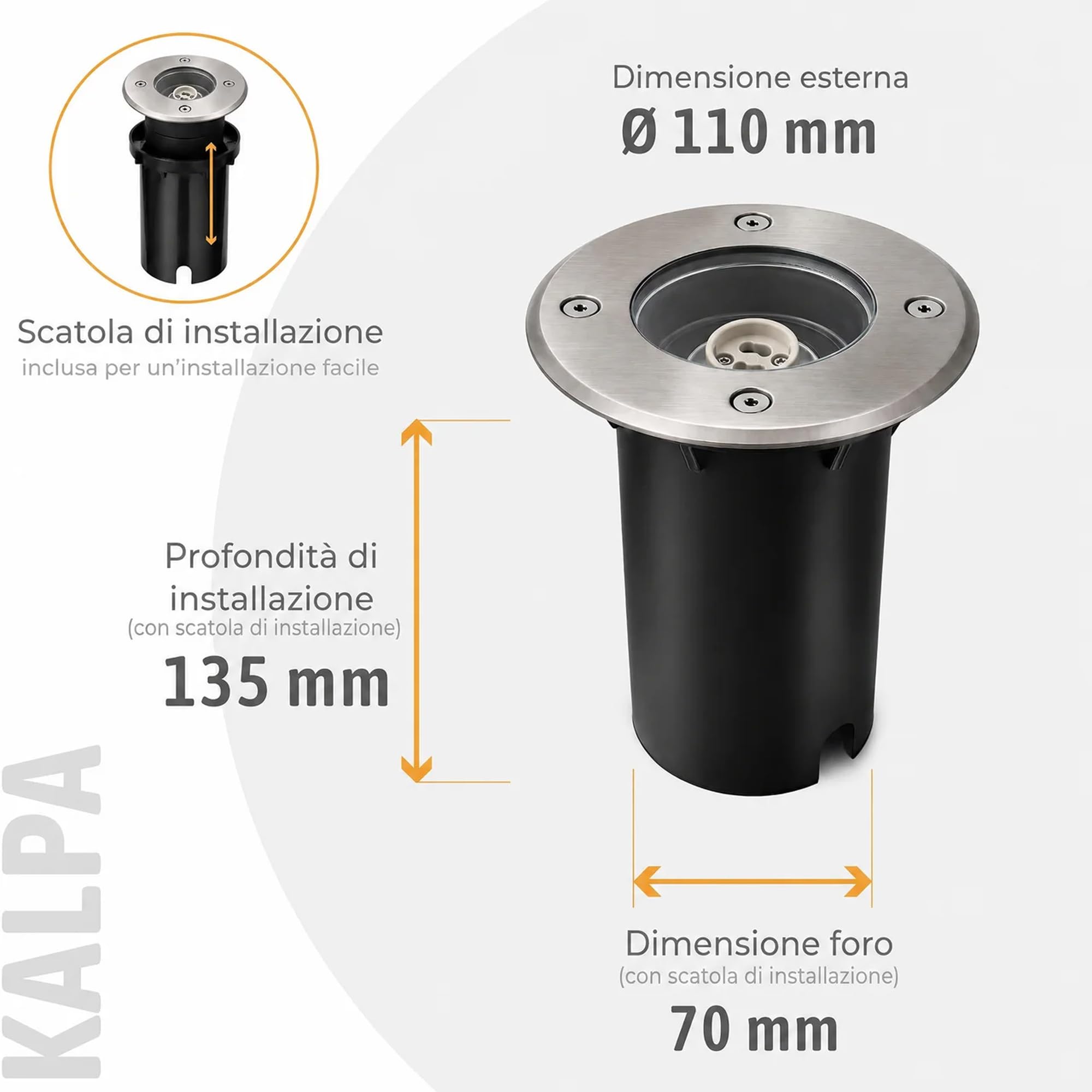 SSC-LUXon KALPA Argento - 6 Faretti Incasso Pavimento Esterno IP67 230V