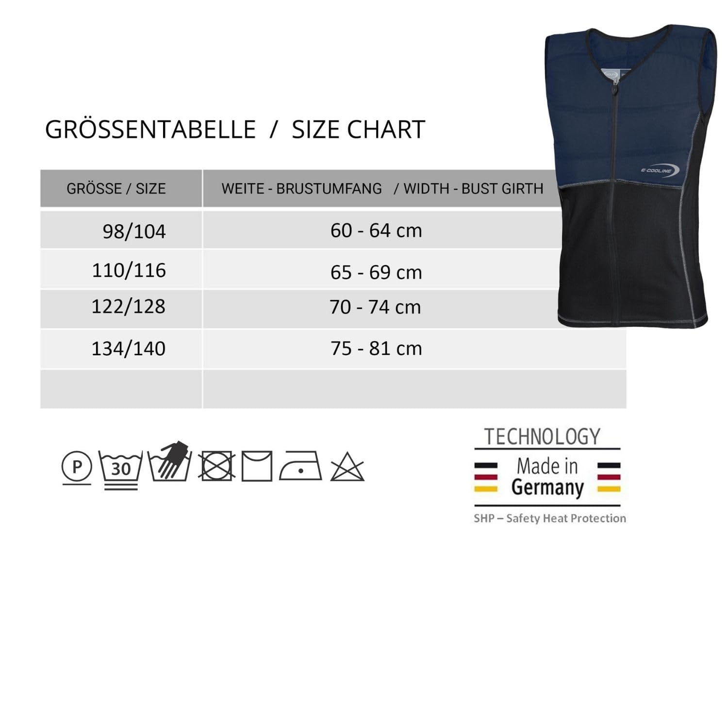 E.COOLINE Powercool SX3 ShirtVest bambini | camicia refrigerante per bambini | gilet refrigerante da índossare - con protezione dei reni | lavabile