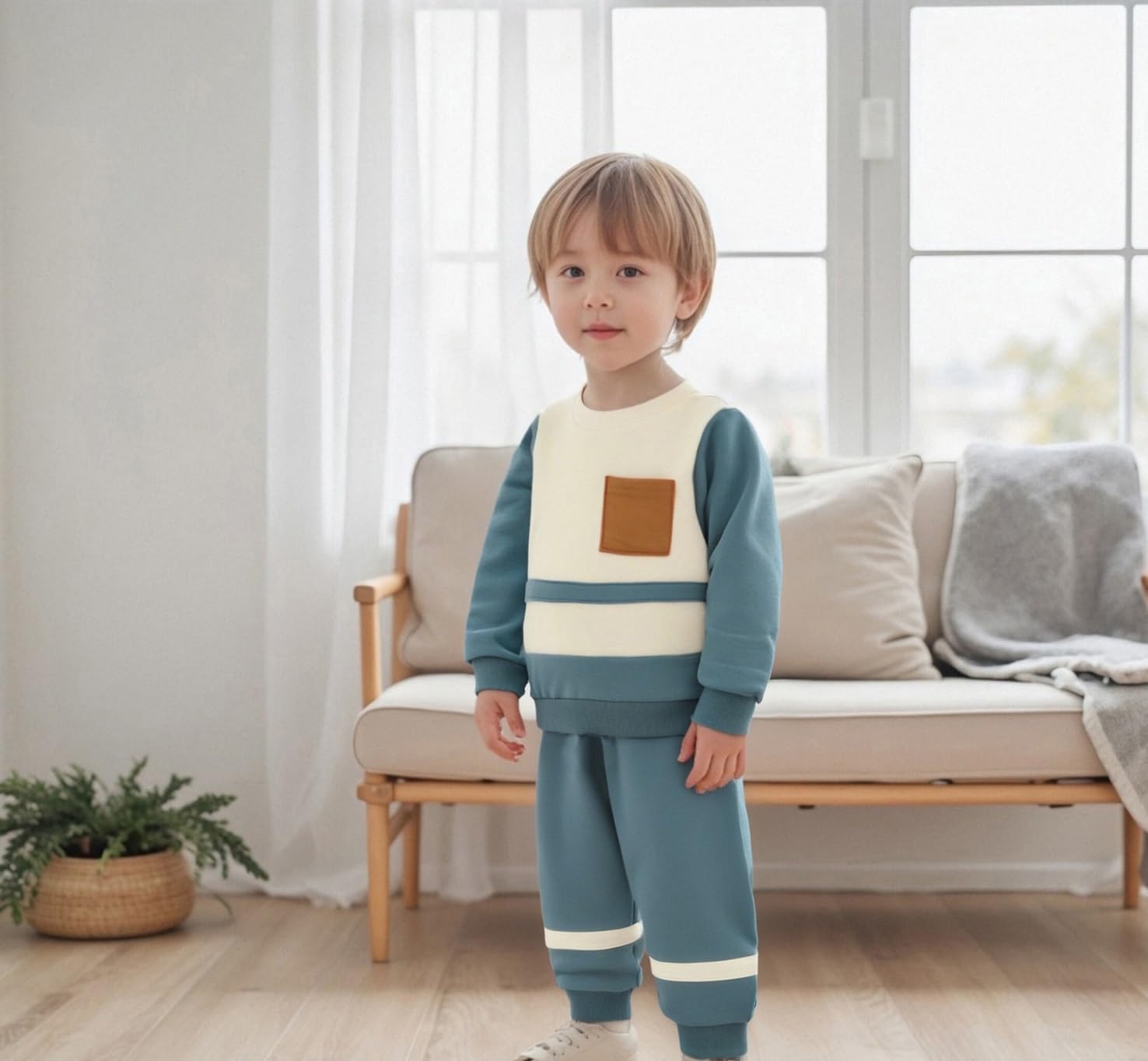 Toddler Baby Boy Fall Outfits Funny Contrast Sweatshirt Pant Set Infant Checkerboard Clothes 6 12 18 Months 2T 3T - Image 3