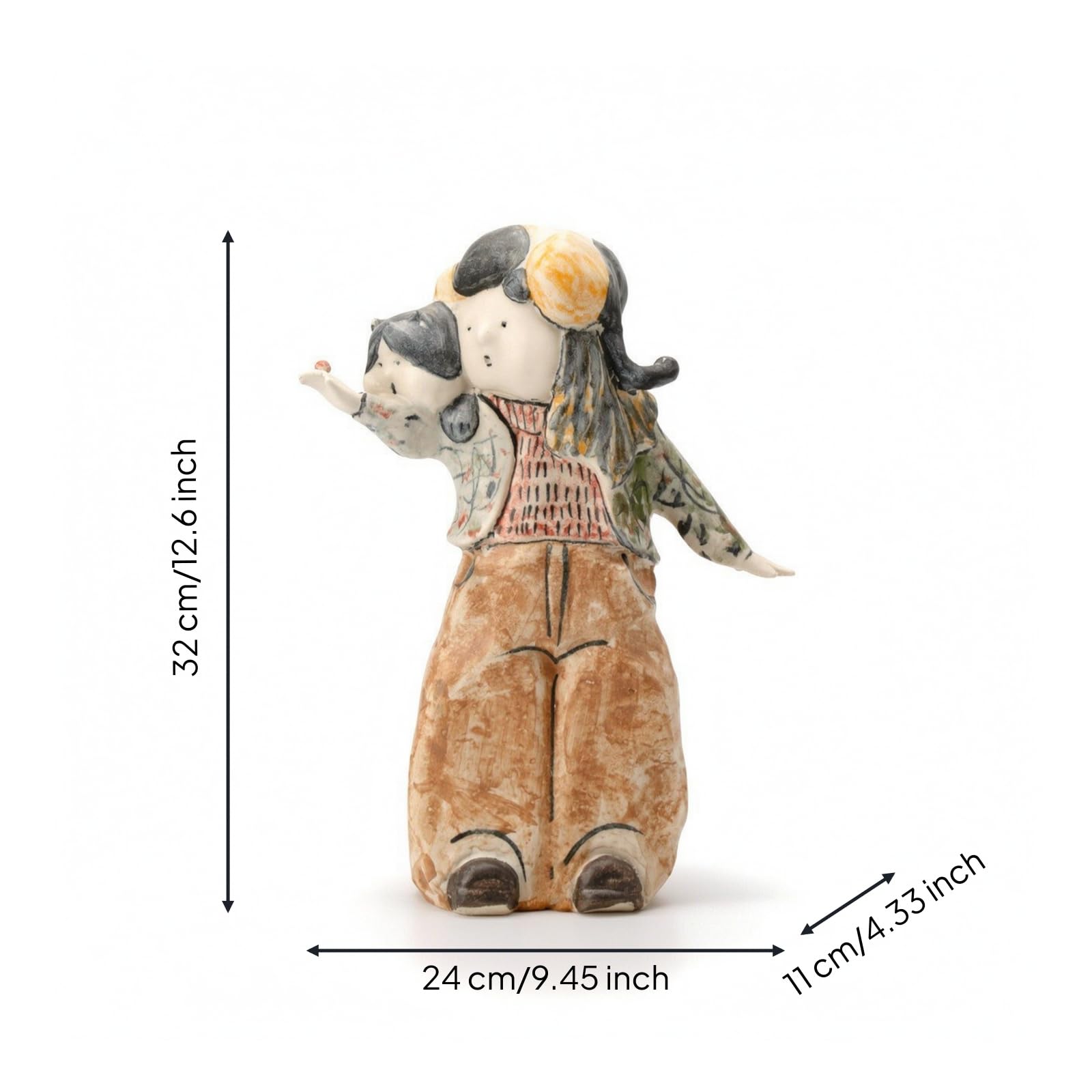 LOVIVER Scultura in Ceramica Statua Figura Decorazione Moderna Contemporanea Texture Materica con Bambino a Spalla Adatta per Soggiorno Libreria Consolle Anticamera Sala Lettura, J-2