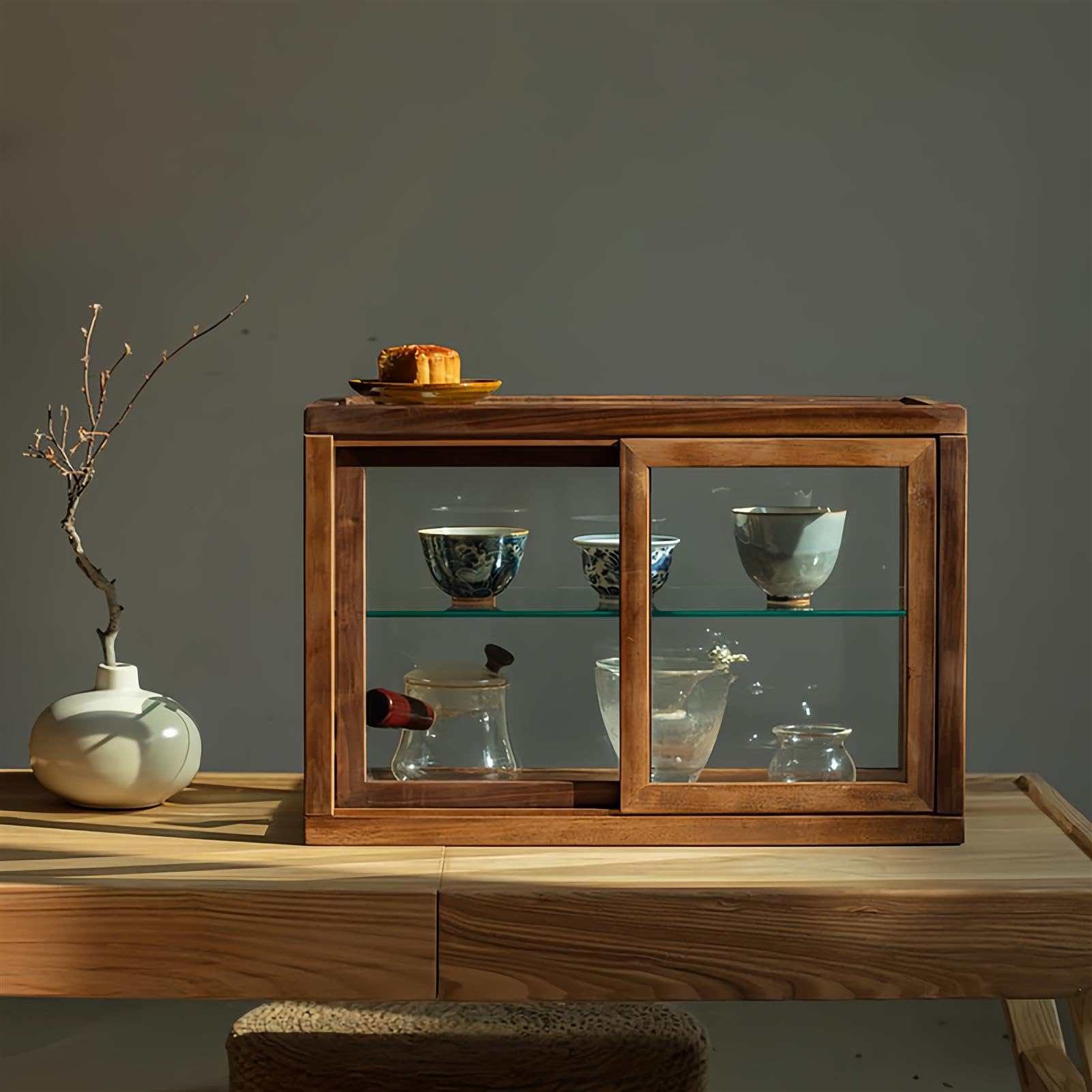Despensa De Doble Capa, Vitrina De Madera para Objetos De ColeccióN, Vitrina De Mostrador para PanaderíA, Cafetera/Vinoteca, para Sala/Comedor