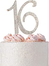 Sweet 16 ROSE GOLD Cake Topper | Premium Crystal Rhinestone Diamond Crystal Bling Gems | Monogram Number Sixteen | 16th Birthday Party Decoration Ideas | Perfect Keepsake (16 Rose Gold) - coolthings.us