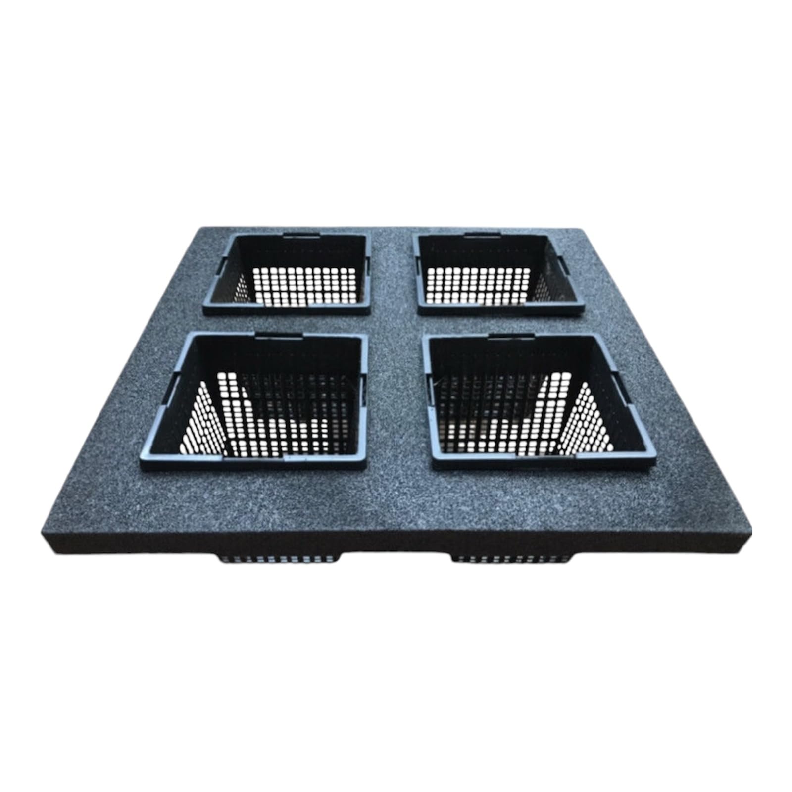 Filter Foams Ltd Floating Pond Planter with 4 Baskets, Granite Effect, 1L Capacity per pot FLOAT size 32cm x 32cm x 11cm Approx