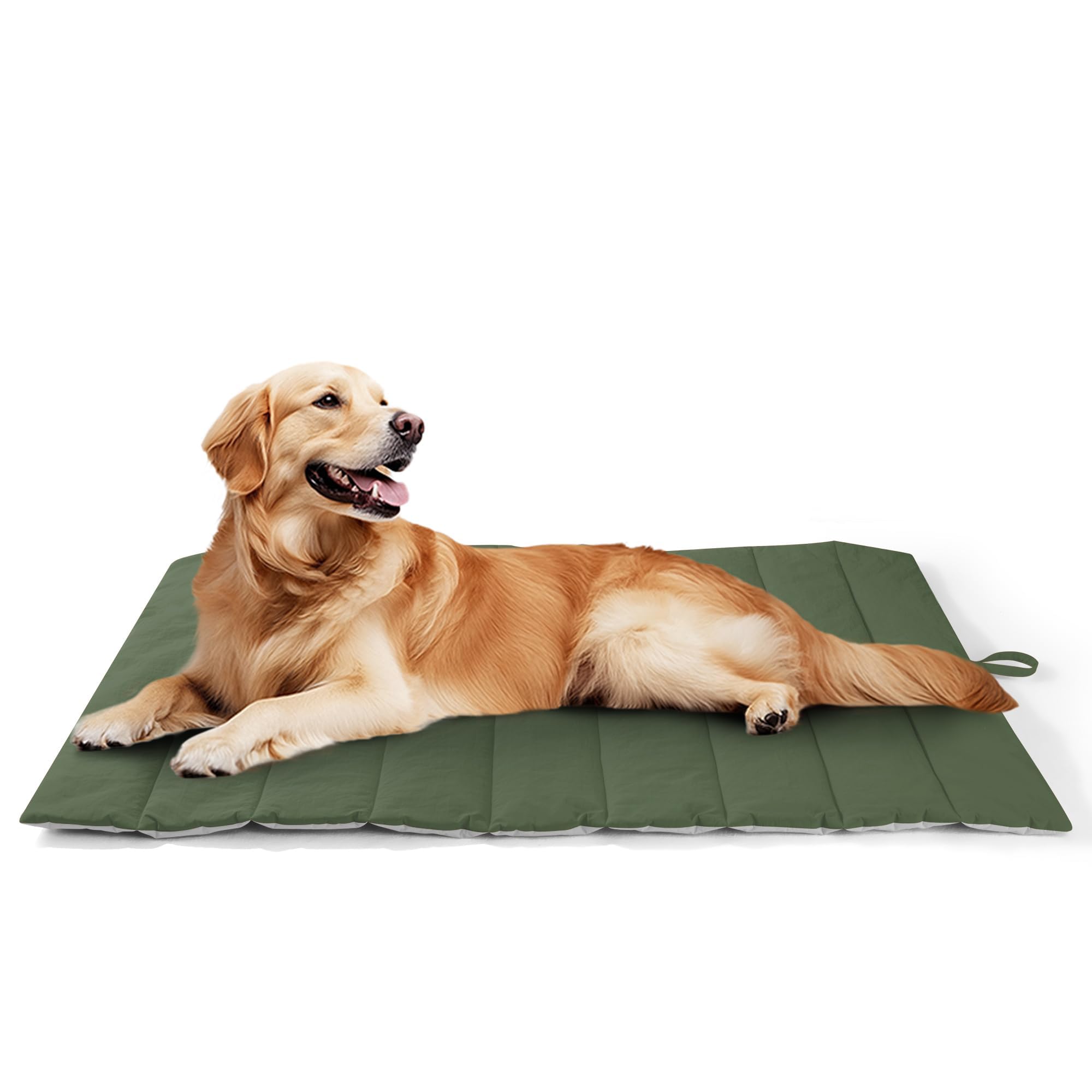 UNIKOME Cuccia Cane Grande per Interno e Esterno, Cuscino Cane Impermeabile, Facile da Lavare, Pieghevole, Resistente Materassino Cani/Gatto/Pet per Viaggi All'aperto (Verde+Grigio, 110x68cm)