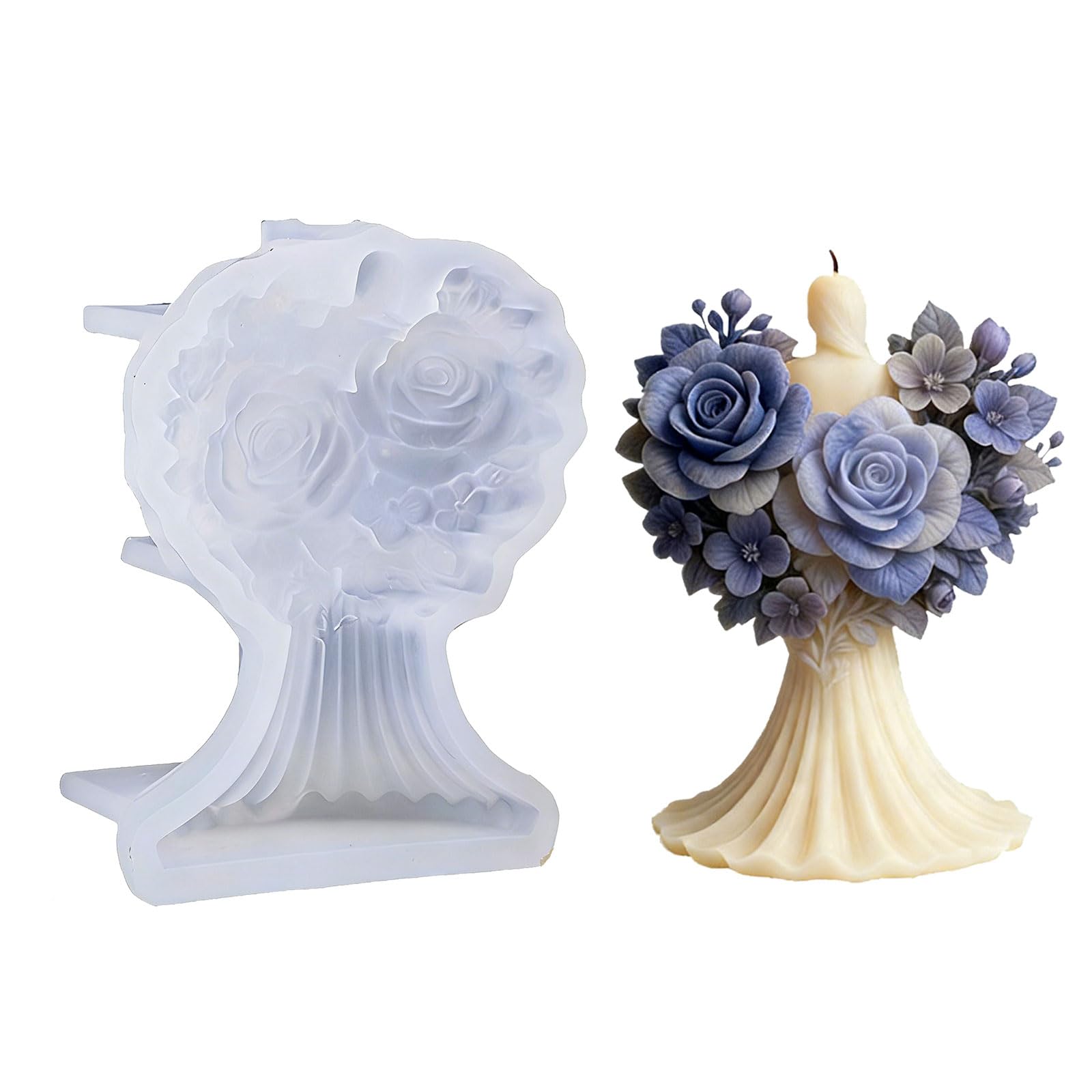 Oxxggkao Rose Bride Statue Silicone Molds Easy Demoulding Food Grade Silicone for Making Soap Chocolate Wedding Decoration Elastomer Rose Cast