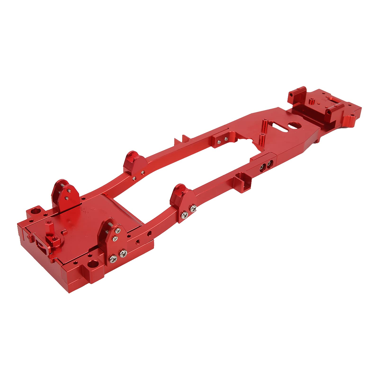 Model WPL D12/10 RC Metalowa rama podwozia samochodu | Ulepszone części i akcesoria ze stopu aluminium premium posrebrzane (czerwony)