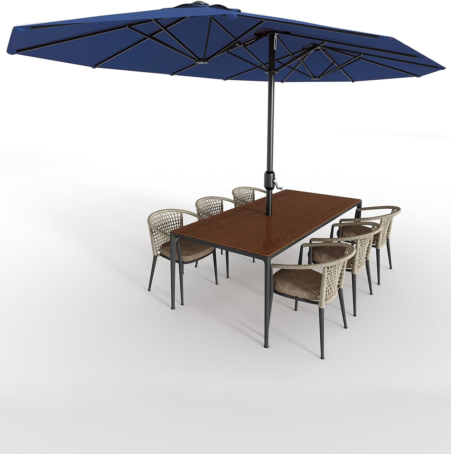 13ft Large Patio Umbrella, Outdoor Double-Sided Rectangle Market Umbrella Outside Umbrellas for Poolside Lawn Backyard