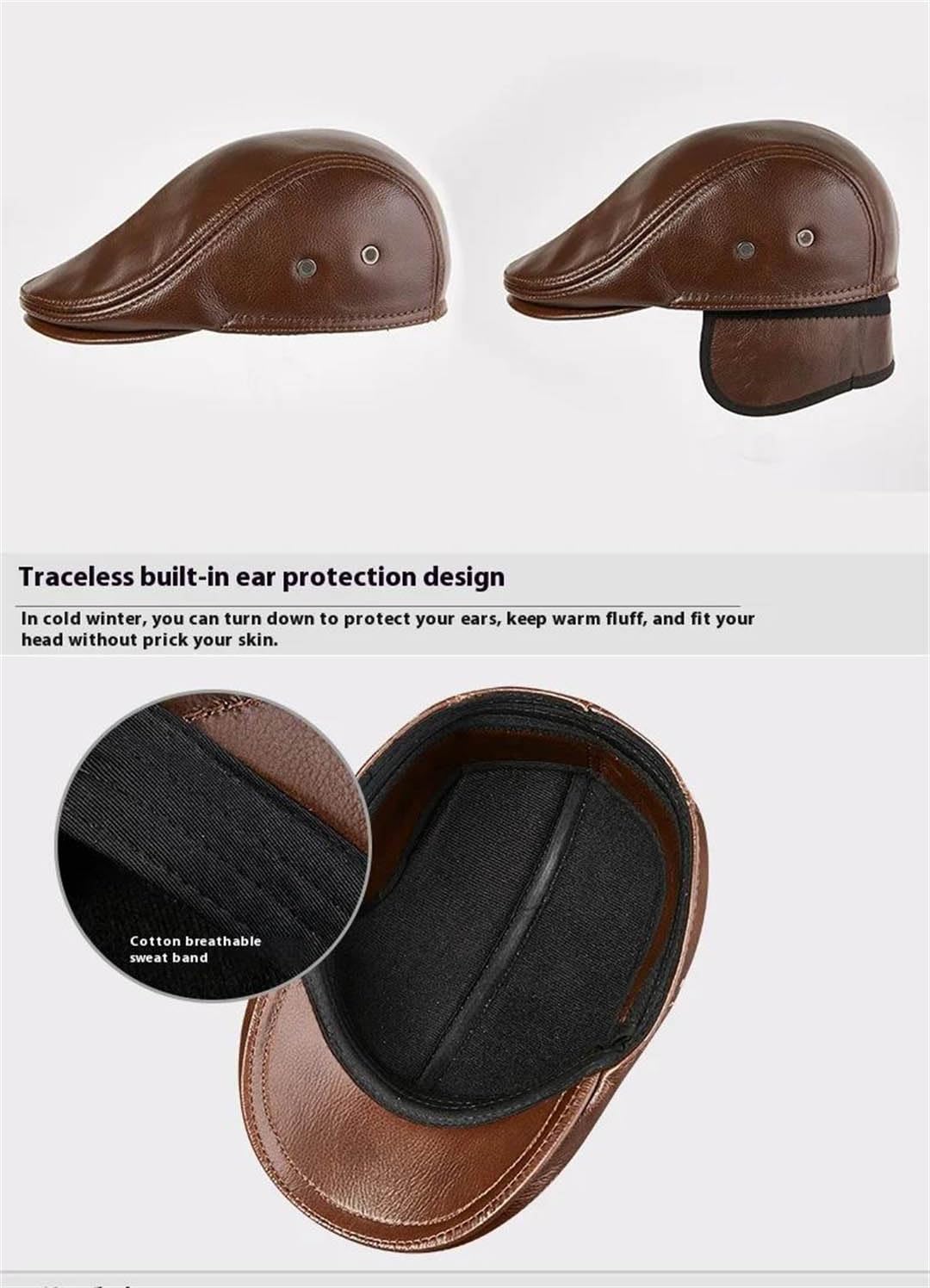 Męska czapka beret z prawdziwej skóry dla mężczyzn ciepła wiatroszczelna zimowa czapka dżentelmen czapka z daszkiem vintage stylowa czapka kierowcy