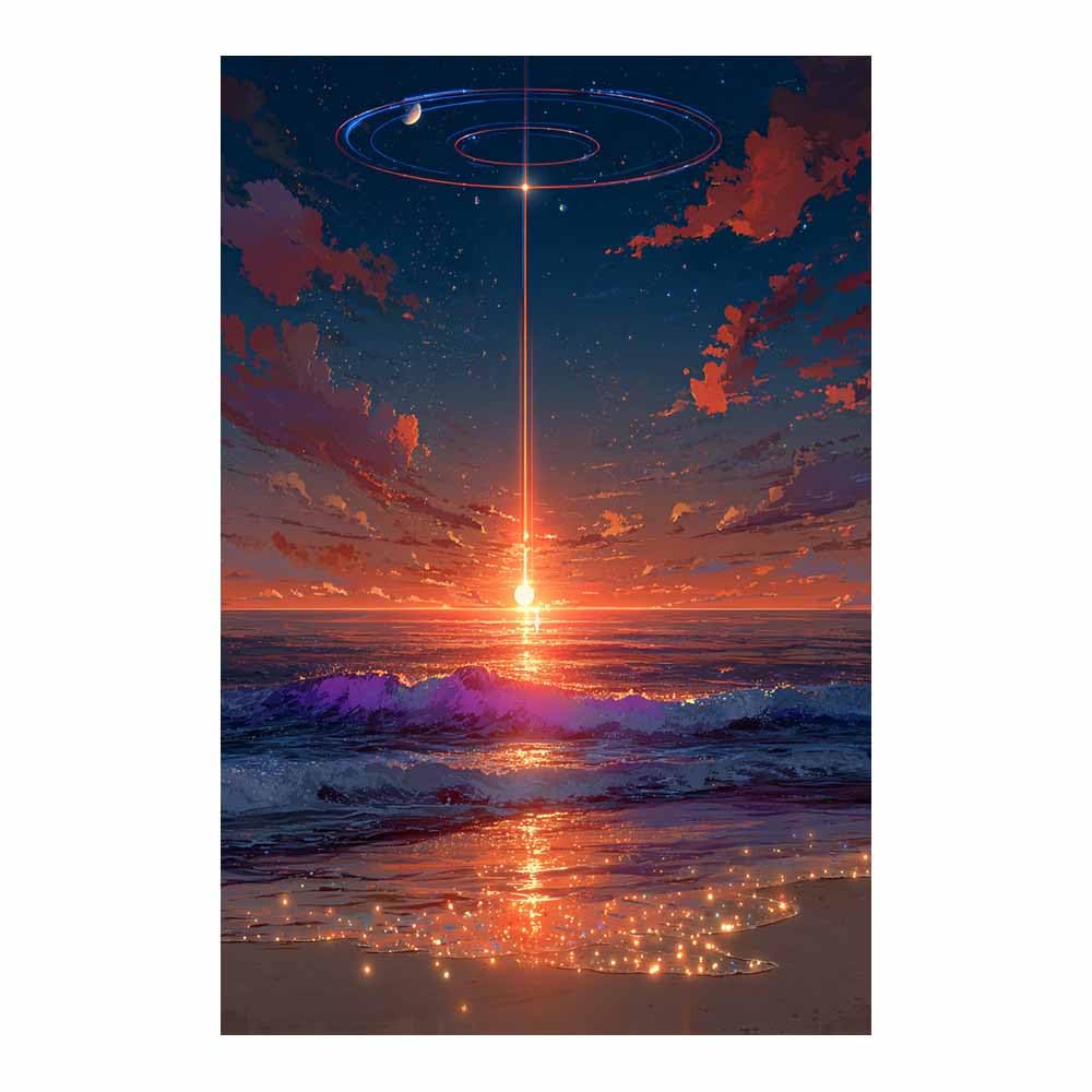 HOQIU Beautiful wall art Cosmic Ocean Sunset canvas artwork for wall, art prints, For living room, bedroom, bathroom, dining room, painting and decor.(Multicolor)-80x120cm Unframed